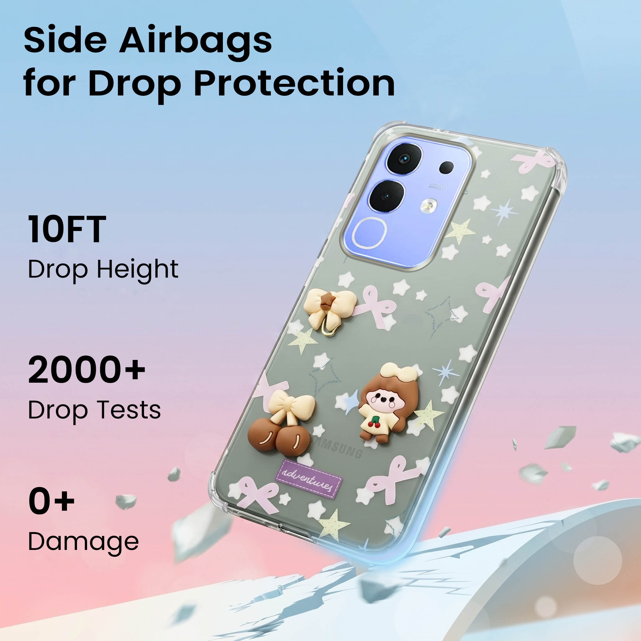 For Vivo iQOO Z10x Back Cover Case (3D Cute Cartoons | Hard Back Side Soft | Matte Premium Finish | HD Printing)