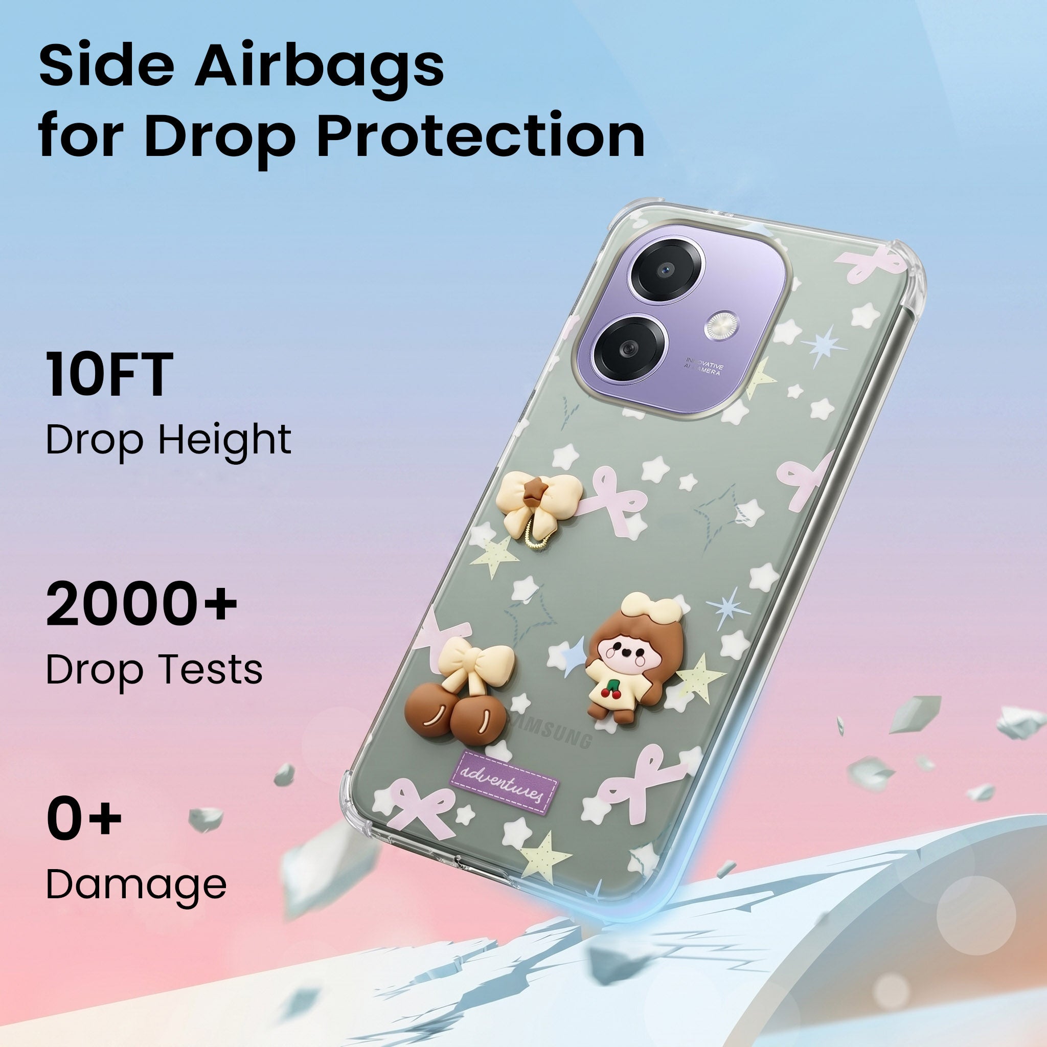 For Oppo A3X (4G/5G) | Oppo A3 5G Back Cover Case (3D Cute Cartoons | Hard Back Side Soft | Matte Premium Finish | HD Printing)