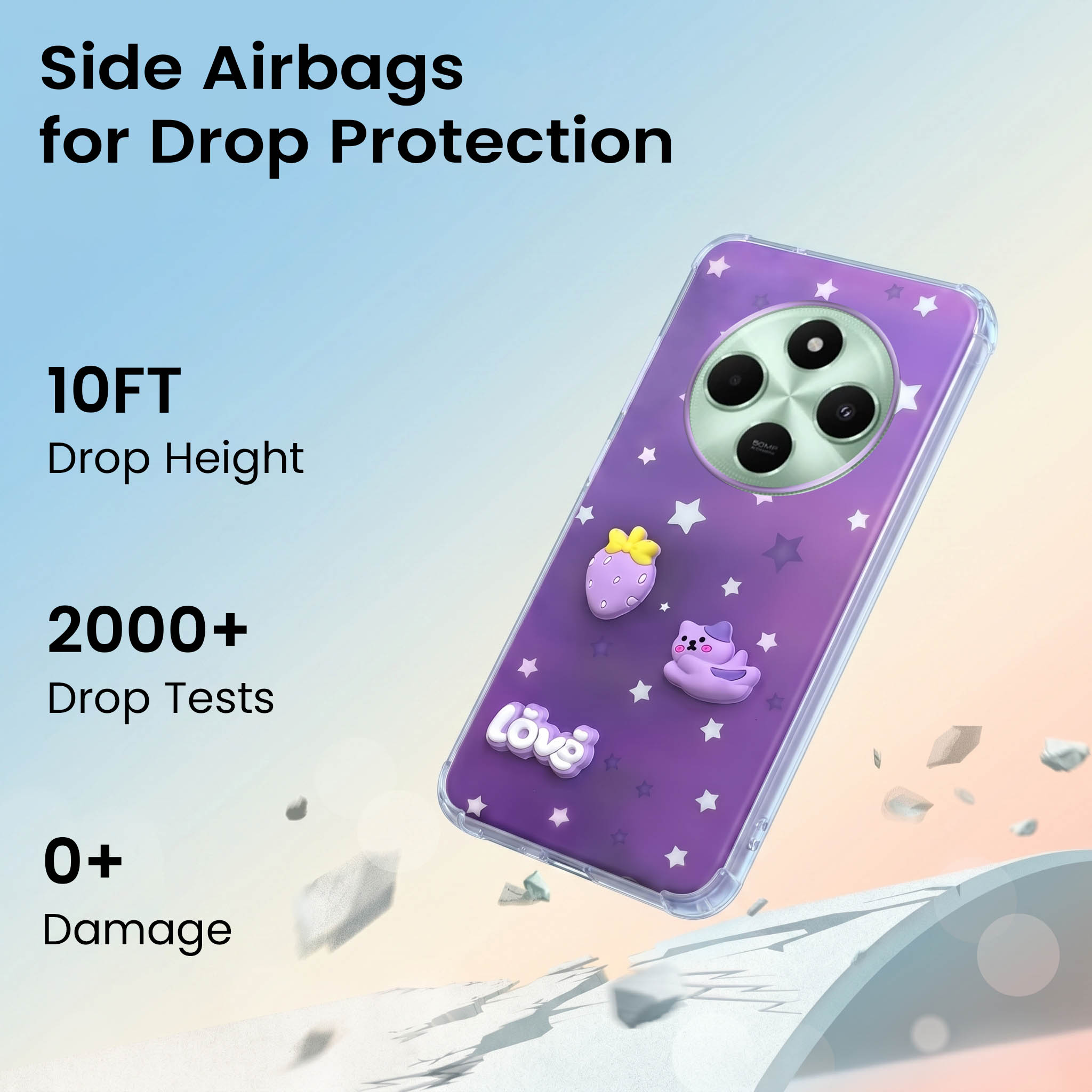 For Poco C75 | Poco M7 Back Cover Case (3D Cute Cartoons | Hard Back Side Soft | Matte Premium Finish | HD Printing)