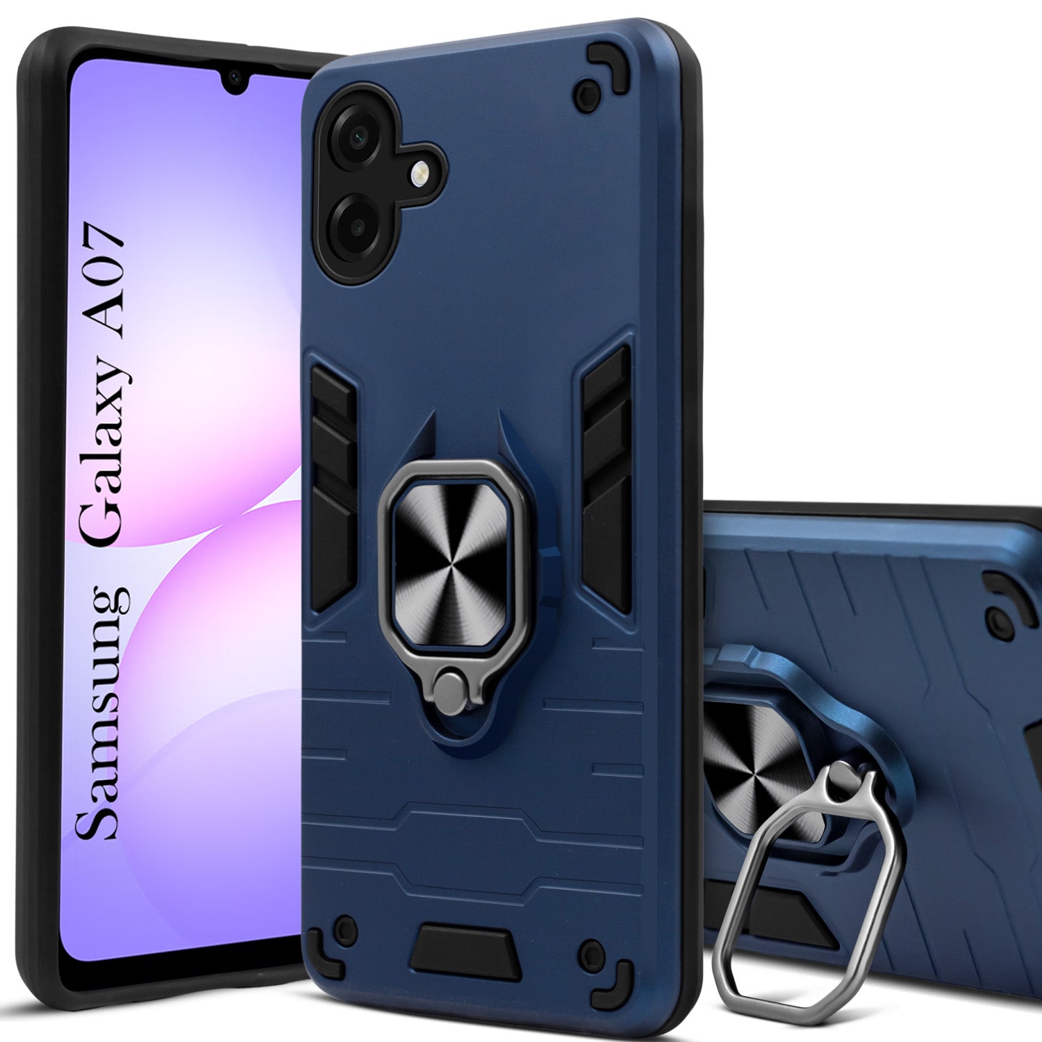 For Samsung Galaxy A07 5G  Back Cover Case (Shockproof Dual Layer Polycarbonate |Ring Holder Kickstand)