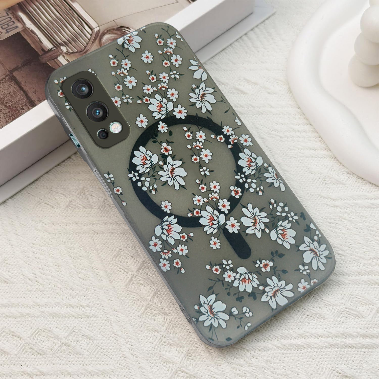 For OnePlus Nord 2 Back Cover Case (Cute Floral Design | Flower Print for Girls | MagSafe Compatible Wireless Charging)