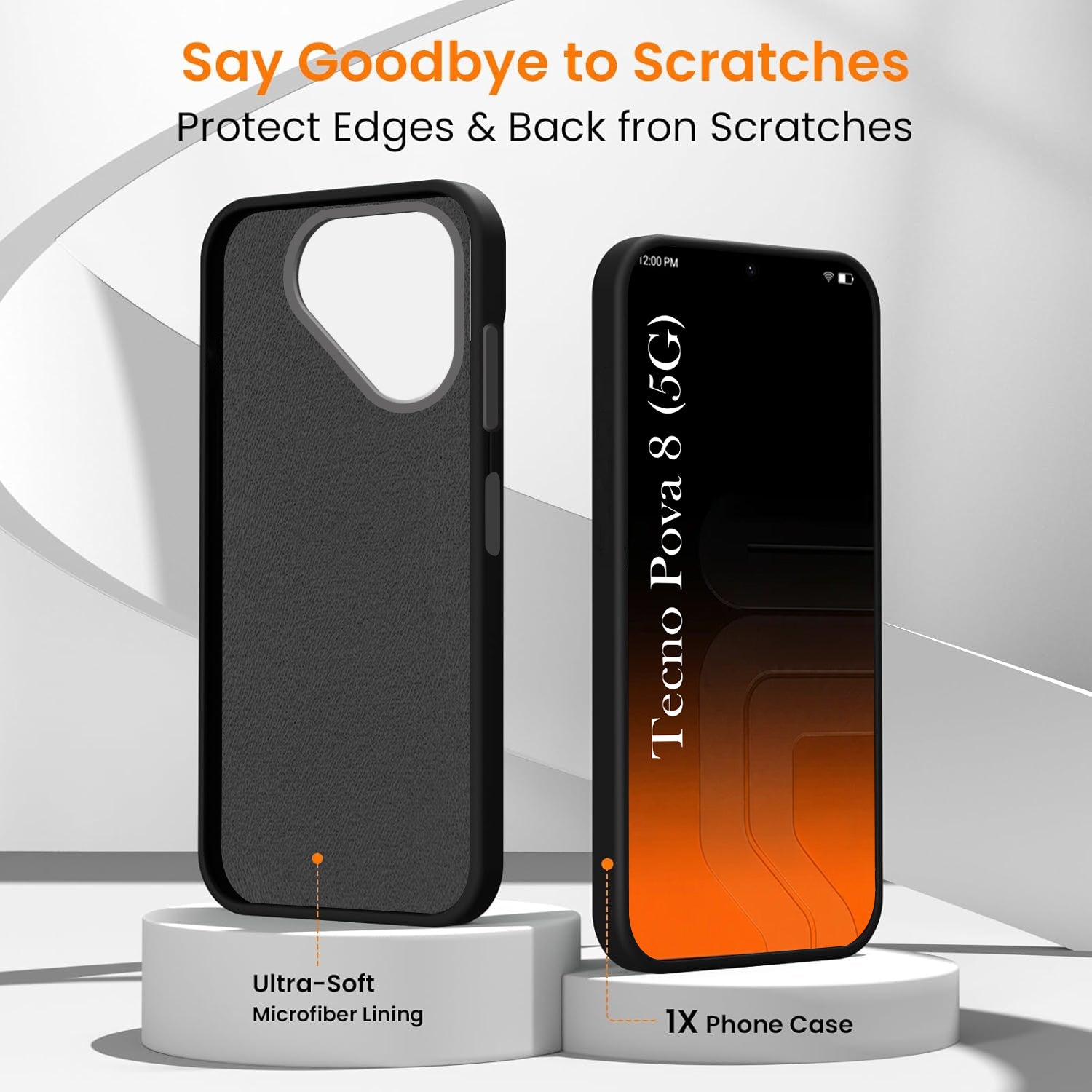 For Tecno Pova 8 Back Cover Case Rubberised (Textured Grip Design | Micro-Fiber Cloth Inside | Slim and Light Weight | Soft Touch and Feel)