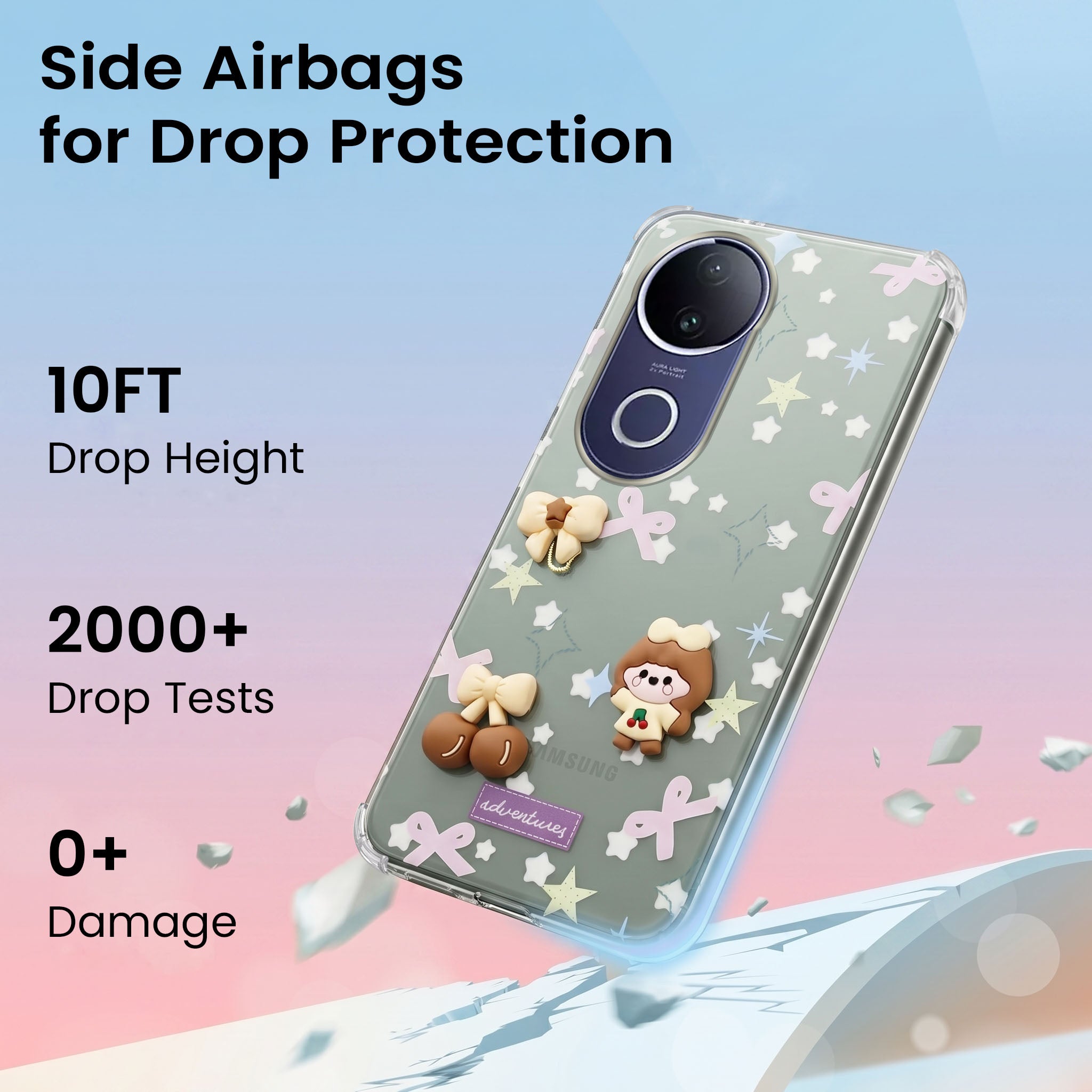 For Vivo T4R Back Cover Case (3D Cute Cartoons | Hard Back Side Soft | Matte Premium Finish | HD Printing)