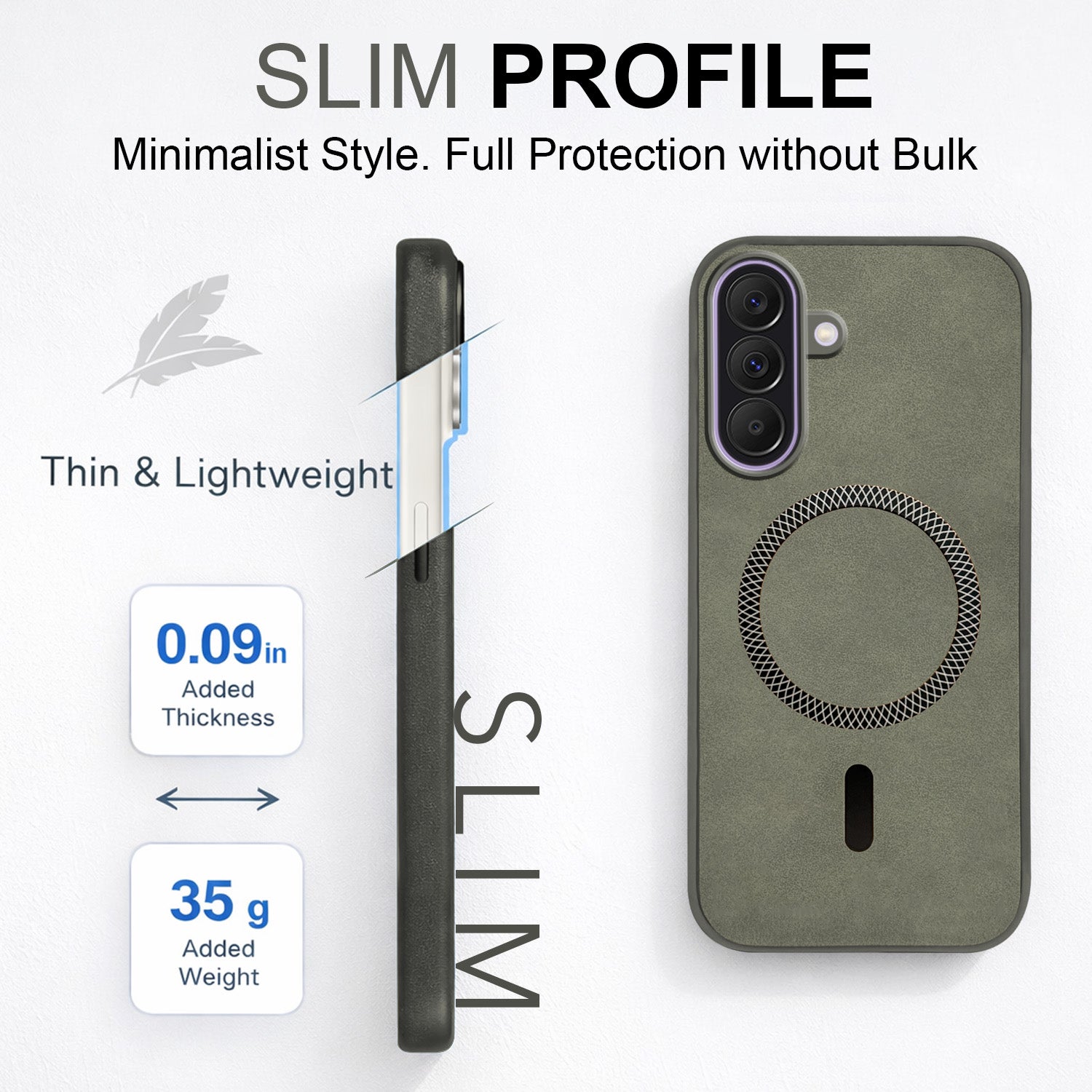 For Samsung Galaxy A37 5G Back Cover Case Leather Finish (MagSafe Compatible Wireless Charging | Soft Touch | Camera Bump Protection)