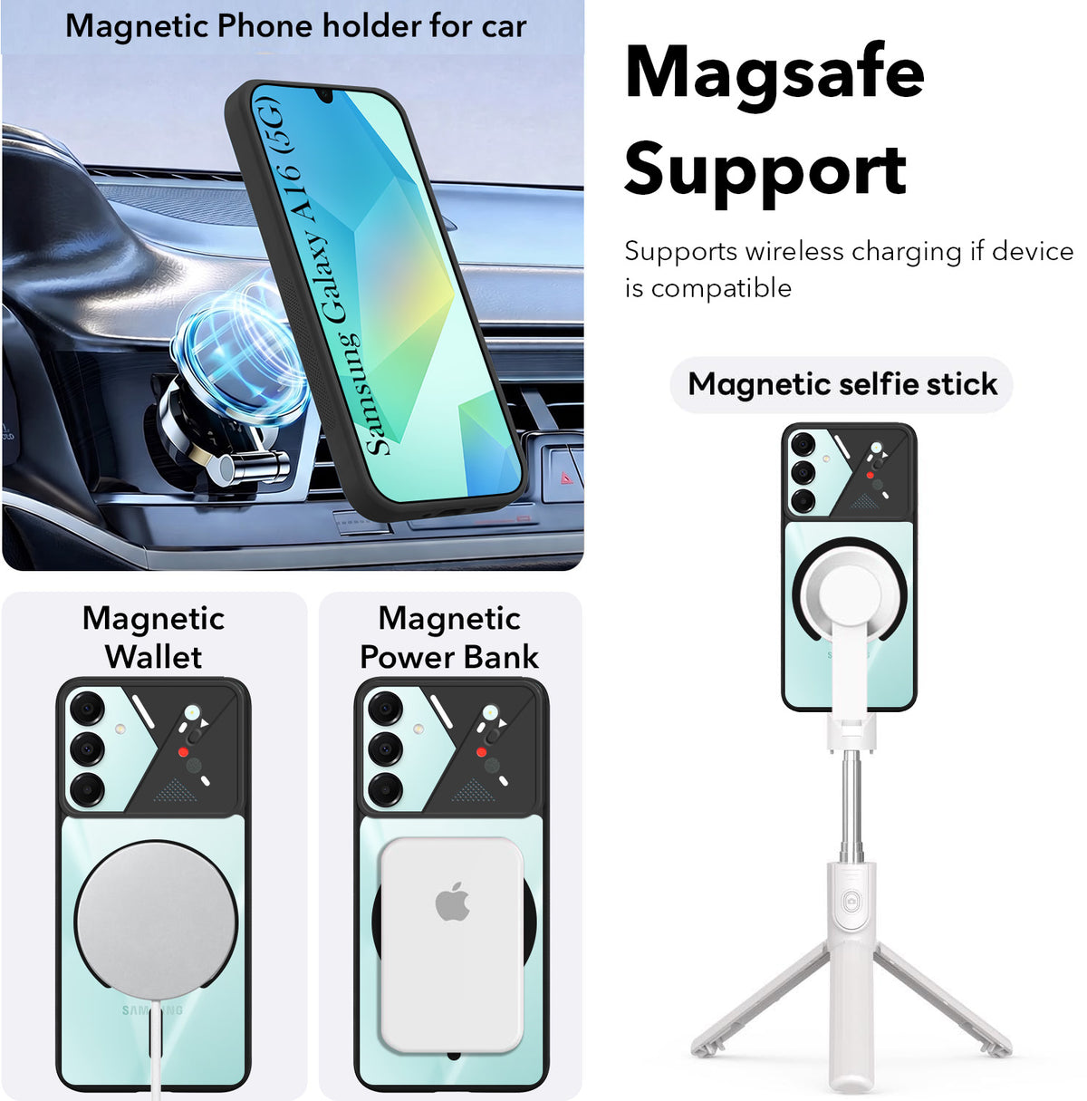 For Samsung Galaxy A16 5G Back Cover Case Lifetime Anti-Yellow Clear (Camera Protection | Side Grip | Wireless MagSafe Compatible)