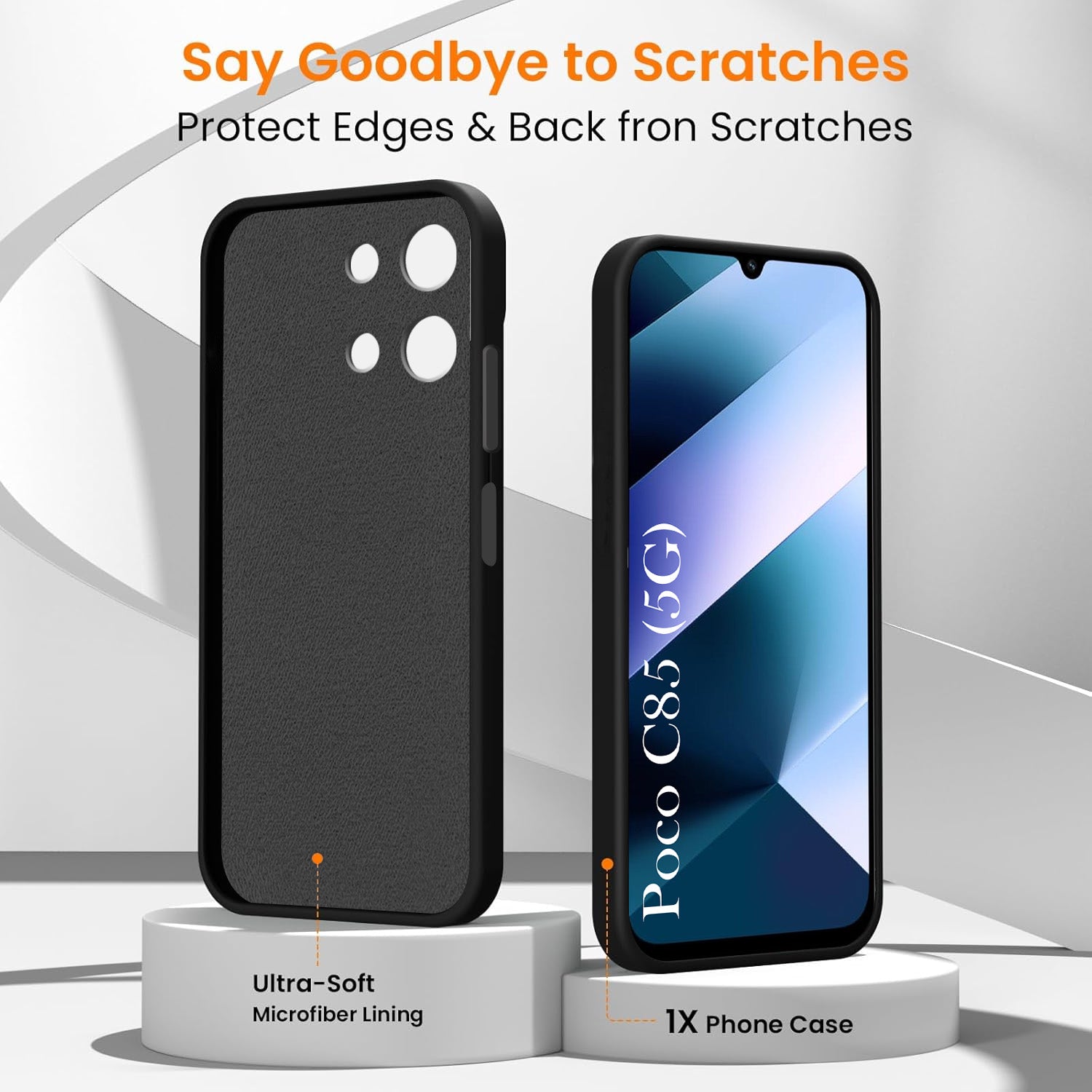 For Poco C85 5G Back Cover Case Rubberised (Textured Grip Design | Micro-Fiber Cloth Inside | Slim and Light Weight | Soft Touch and Feel)