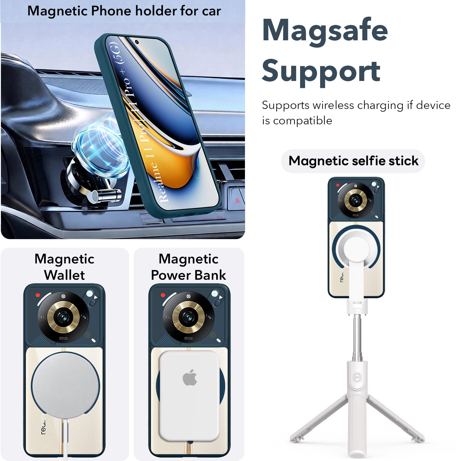 For Realme 11 Pro 5G | Realme 11 Pro Plus 5G Back Cover Case Lifetime Anti-Yellow Clear (Camera Protection | Side Grip | Wireless MagSafe Compatible)