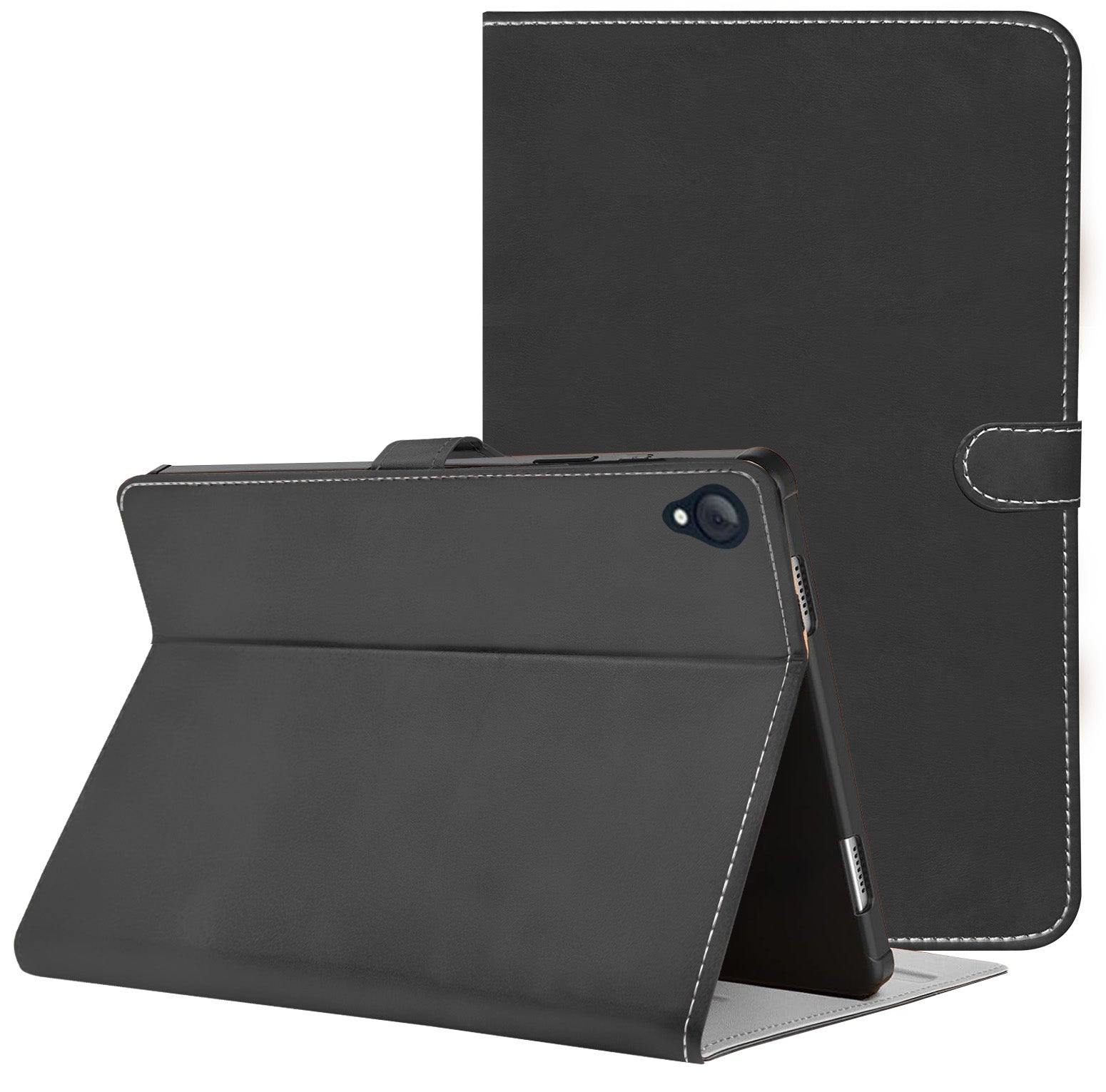 For Flip Cover Folio Case Lenovo Tab K10 10 Inch TB-X6C6F / X6C6X (PU Matte Leather | Multi-Angle Smart Stand | Card Storage Slots | Silicone Back Pouch)