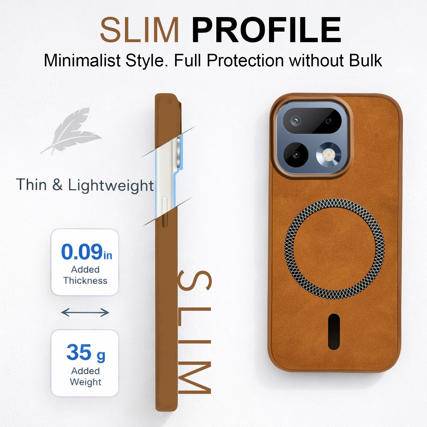 For Realme 16 Pro Back Cover Case Leather Finish (MagSafe Compatible Wireless Charging | Soft Touch | Camera Bump Protection)