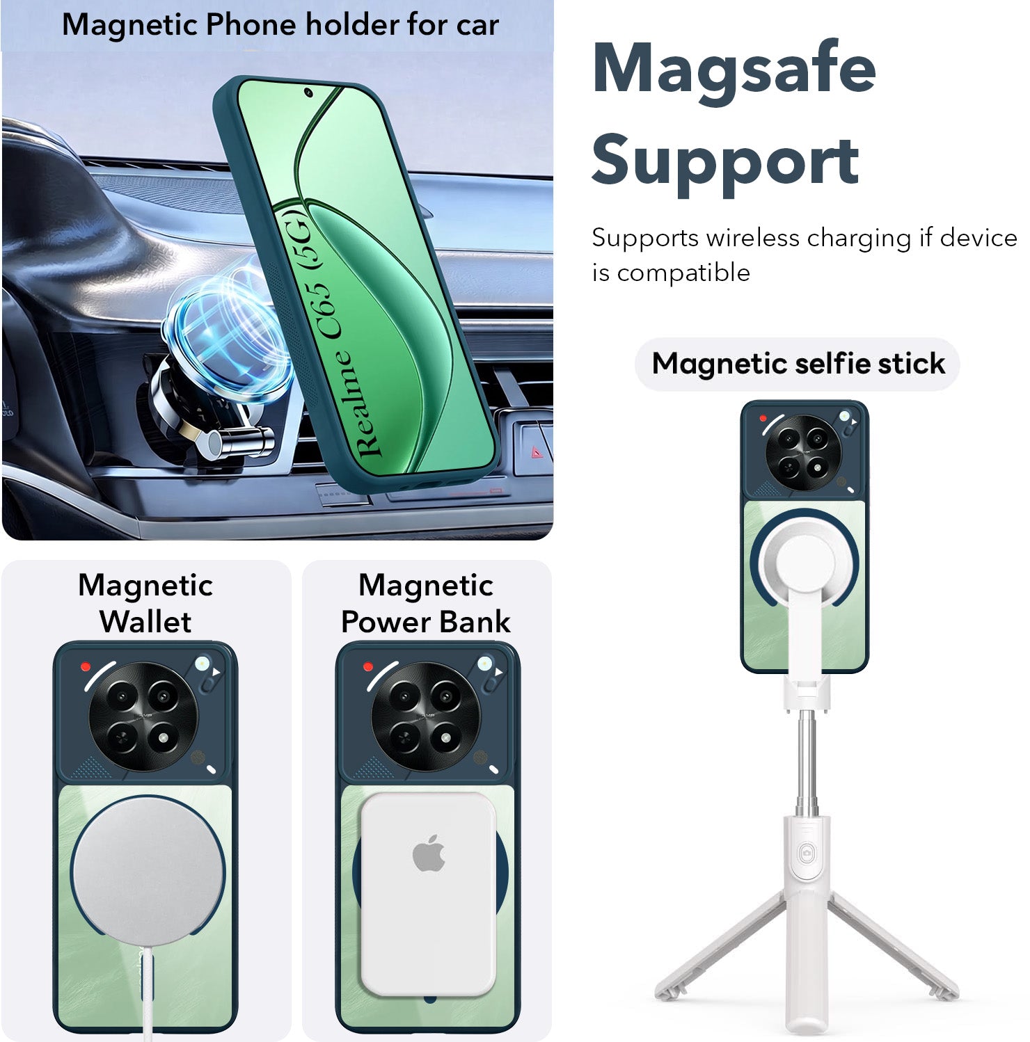 For Realme C65 5G Back Cover Case Lifetime Anti-Yellow Clear (Camera Protection | Side Grip | Wireless MagSafe Compatible)