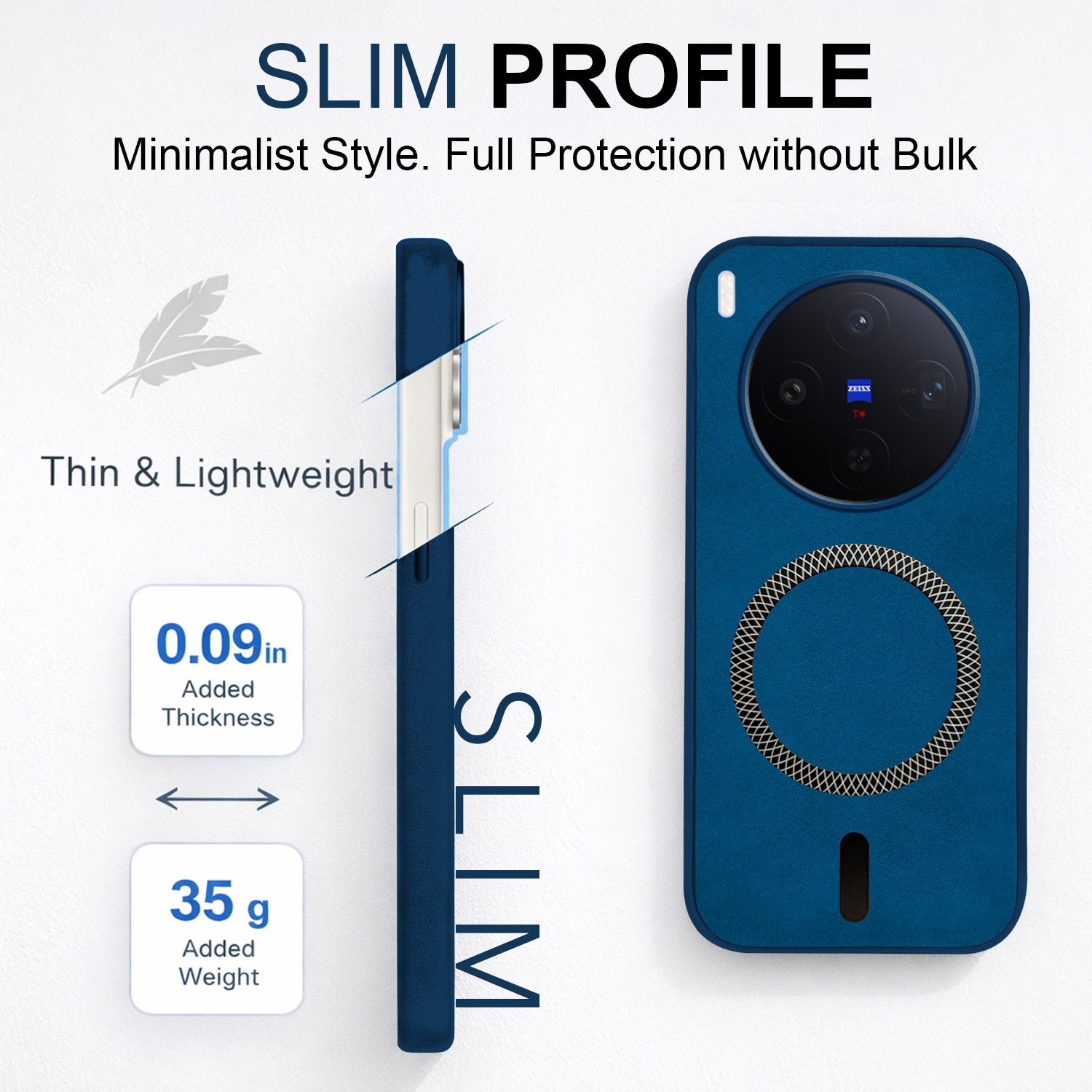 For Vivo X300 5G Back Cover Case Leather Finish (MagSafe Compatible Wireless Charging | Soft Touch | Camera Bump Protection)