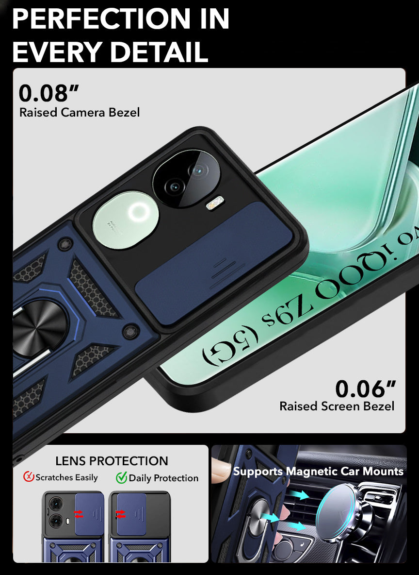 For Vivo iQOO Z9s Back Cover Case (Hybrid Dual Armor Polycarbonate)