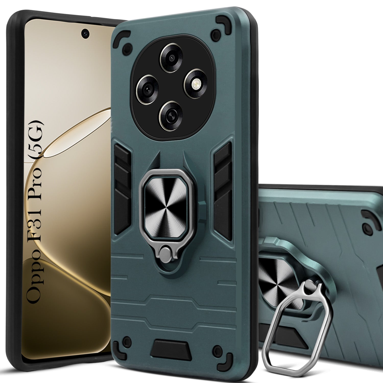 For Oppo F31 Pro Back Cover Case Hybrid Armor (Shockproof Dual Layer Polycarbonate |Ring Holder Kickstand)