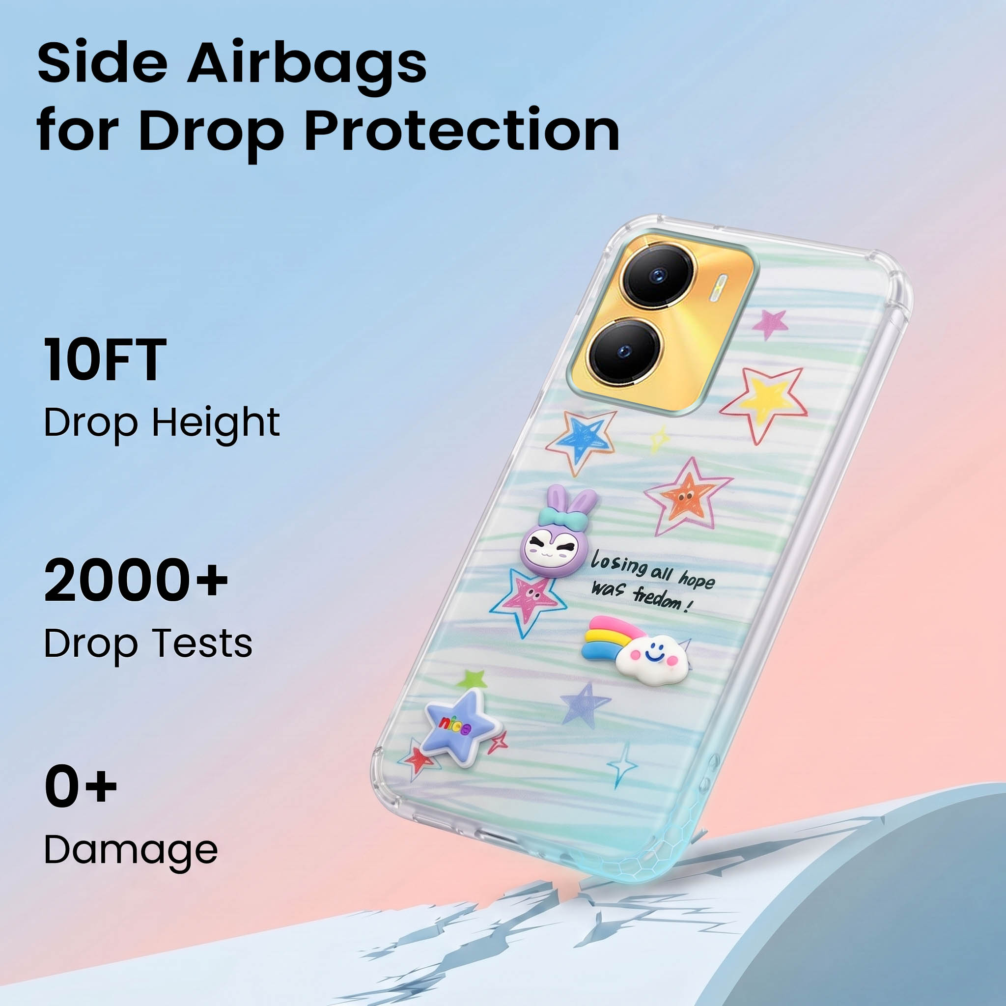 For Vivo Y56 5G Back Cover Case (3D Cute Cartoons | Hard Back Side Soft | Matte Premium Finish | HD Printing)