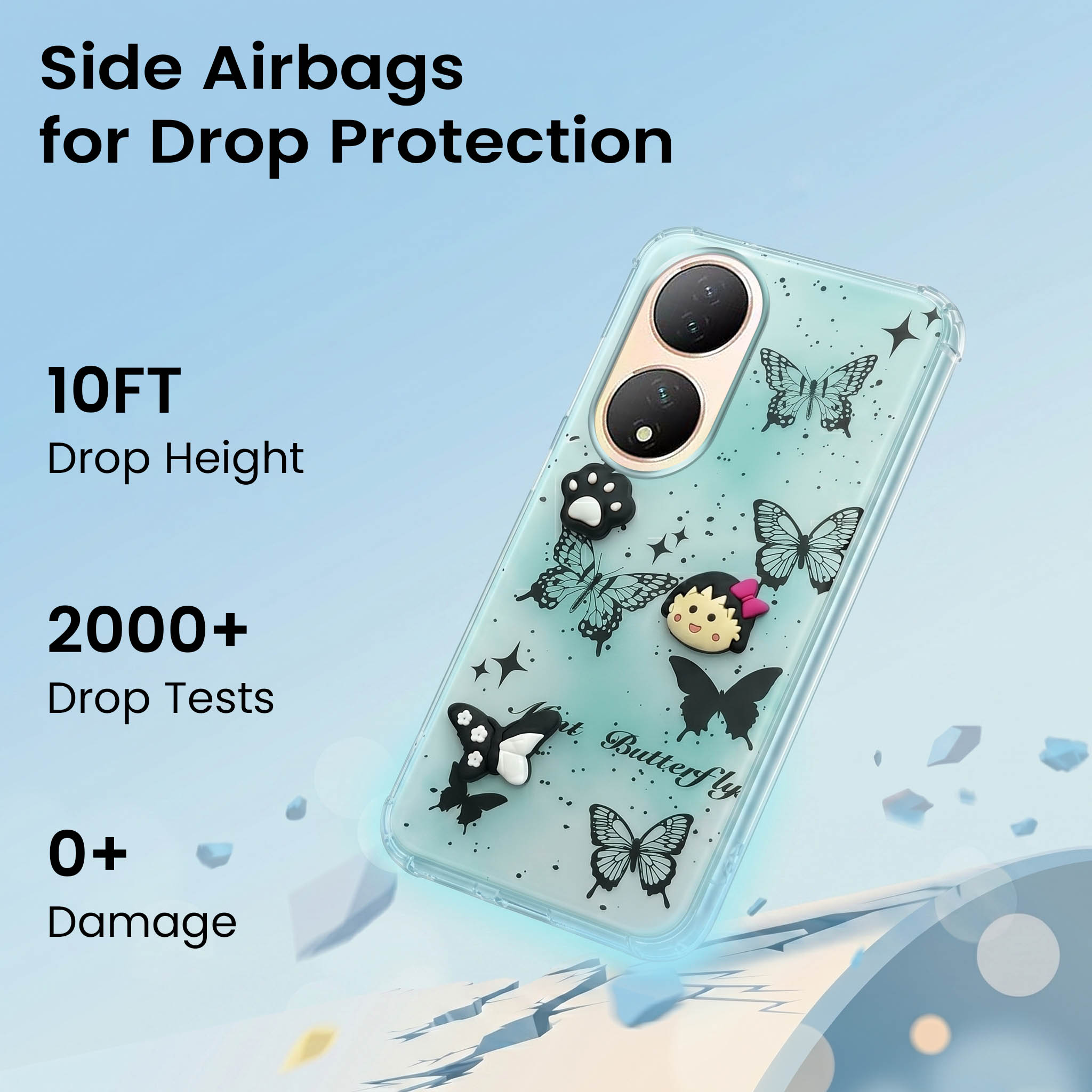 For Vivo Y100 Back Cover Case (3D Cute Cartoons | Hard Back Side Soft | Matte Premium Finish | HD Printing)