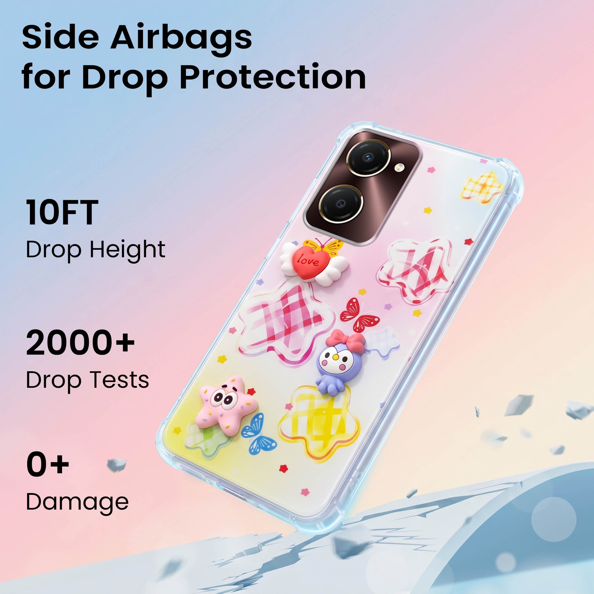 For Vivo iQOO Z9 Lite 5G Back Cover Case (3D Cute Cartoons | Hard Back Side Soft | Matte Premium Finish | HD Printing)