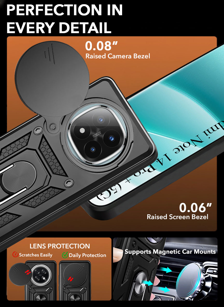 For Redmi Note 14 Pro Plus Back Cover Case (Hybrid Dual Armor Polycarbonate)