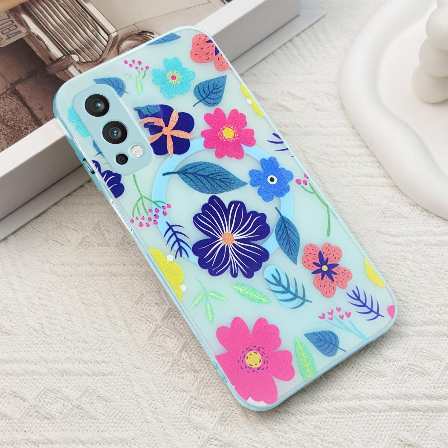 For OnePlus Nord 2 Back Cover Case (Cute Floral Design | Flower Print for Girls | MagSafe Compatible Wireless Charging)