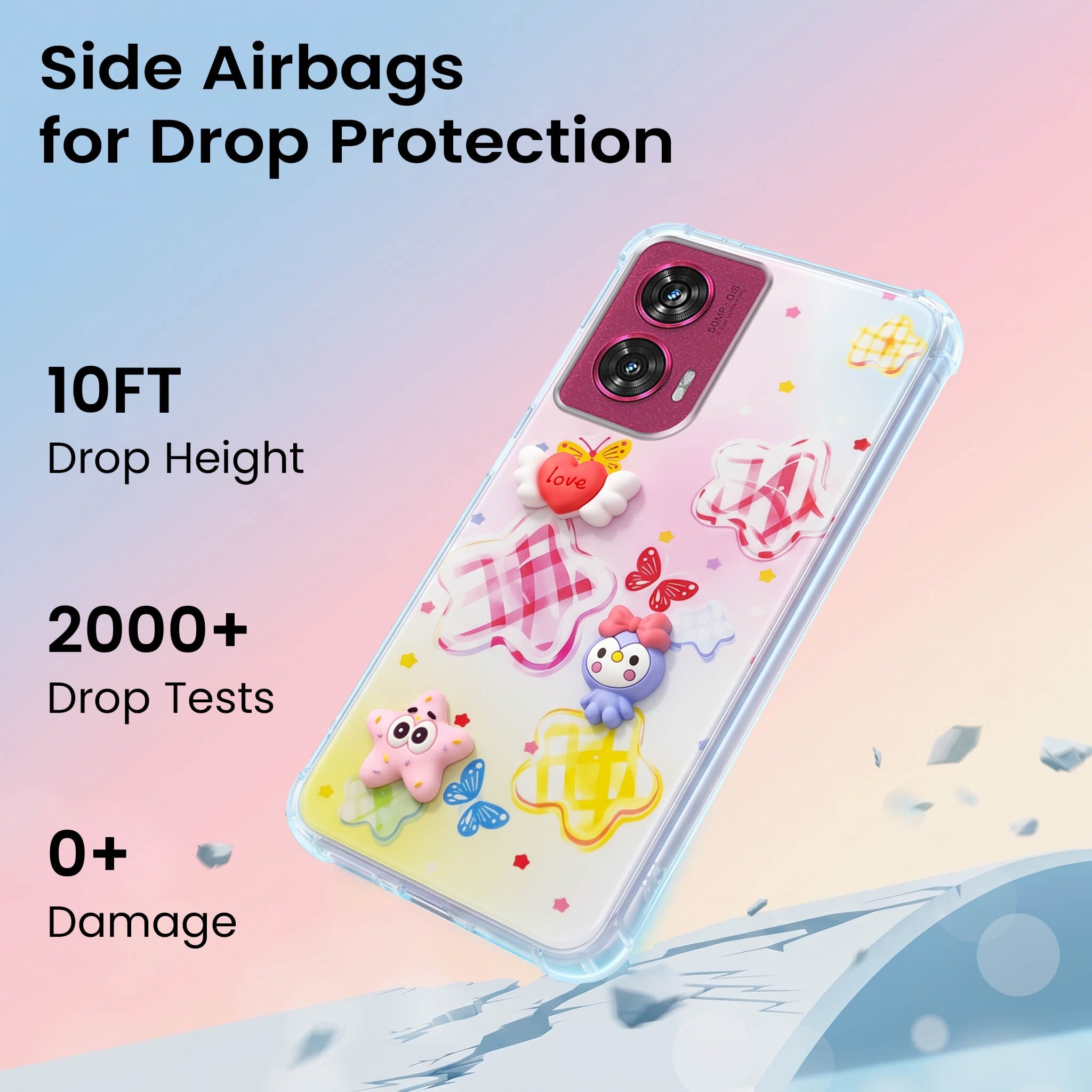 For Motorola Moto Edge 50 Fusion Back Cover Case (3D Cute Cartoons | Hard Back Side Soft | Matte Premium Finish | HD Printing)