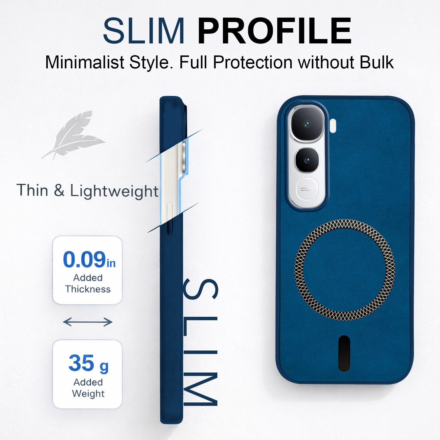 For Vivo Y400 Back Cover Case Leather Finish (MagSafe Compatible Wireless Charging | Soft Touch | Camera Bump Protection)