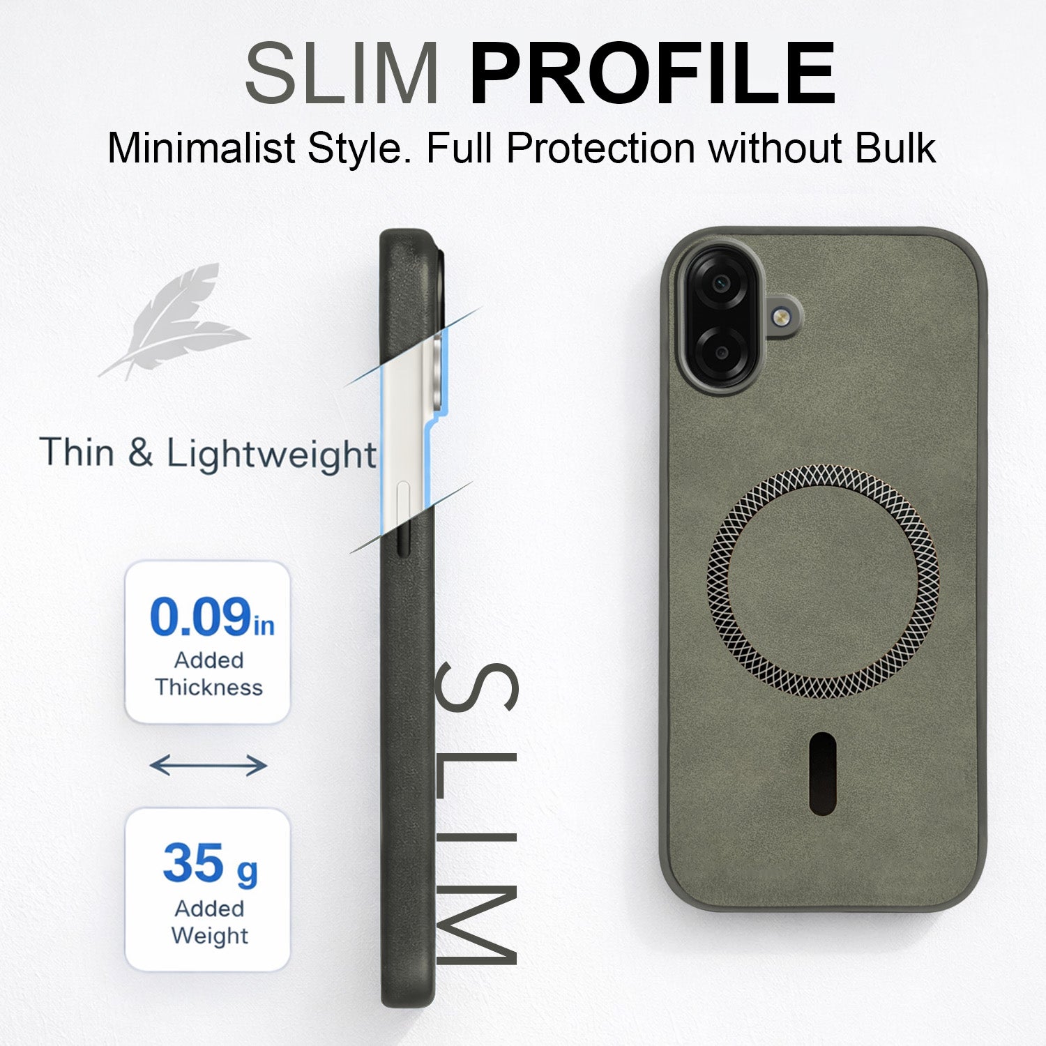 For Samsung Galaxy M07 | Samsung Galaxy F07 Back Cover Case Leather Finish (MagSafe Compatible Wireless Charging | Soft Touch | Camera Bump Protection)