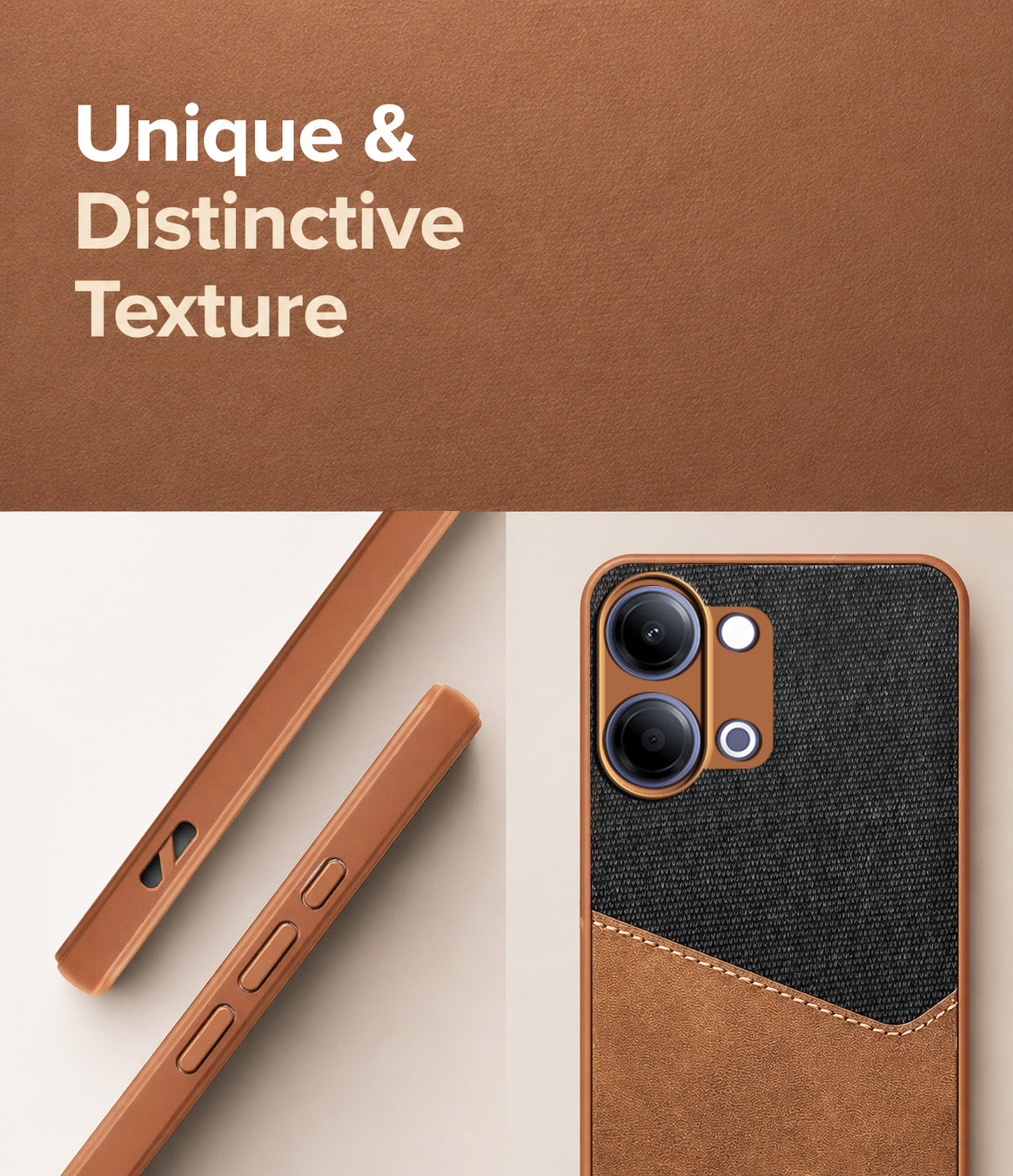For Vivo Y05 4G Back Cover Case (Dual PU Leather Stitch | Professional Minimalist | Soft and Flexible)