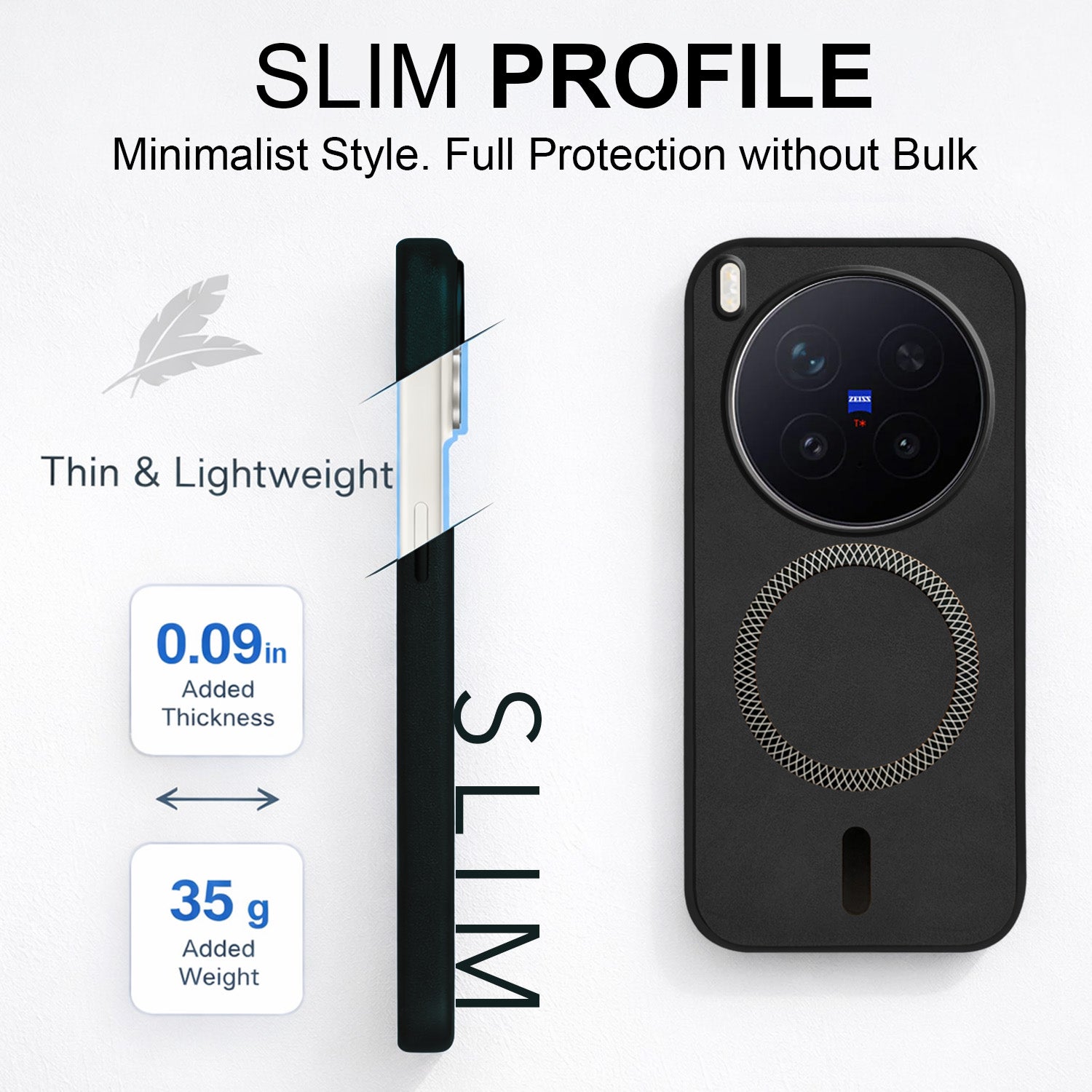 For Vivo X300 Pro Back Cover Case Leather Finish (MagSafe Compatible Wireless Charging | Soft Touch | Camera Bump Protection)