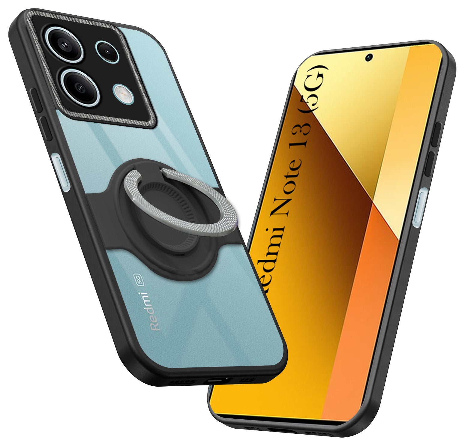 For Xiaomi Redmi Note 13 5G Back Cover Case with stand (Built-in Ring Holder Kickstand | Lifetime Anti Yellow | Camera Protection)