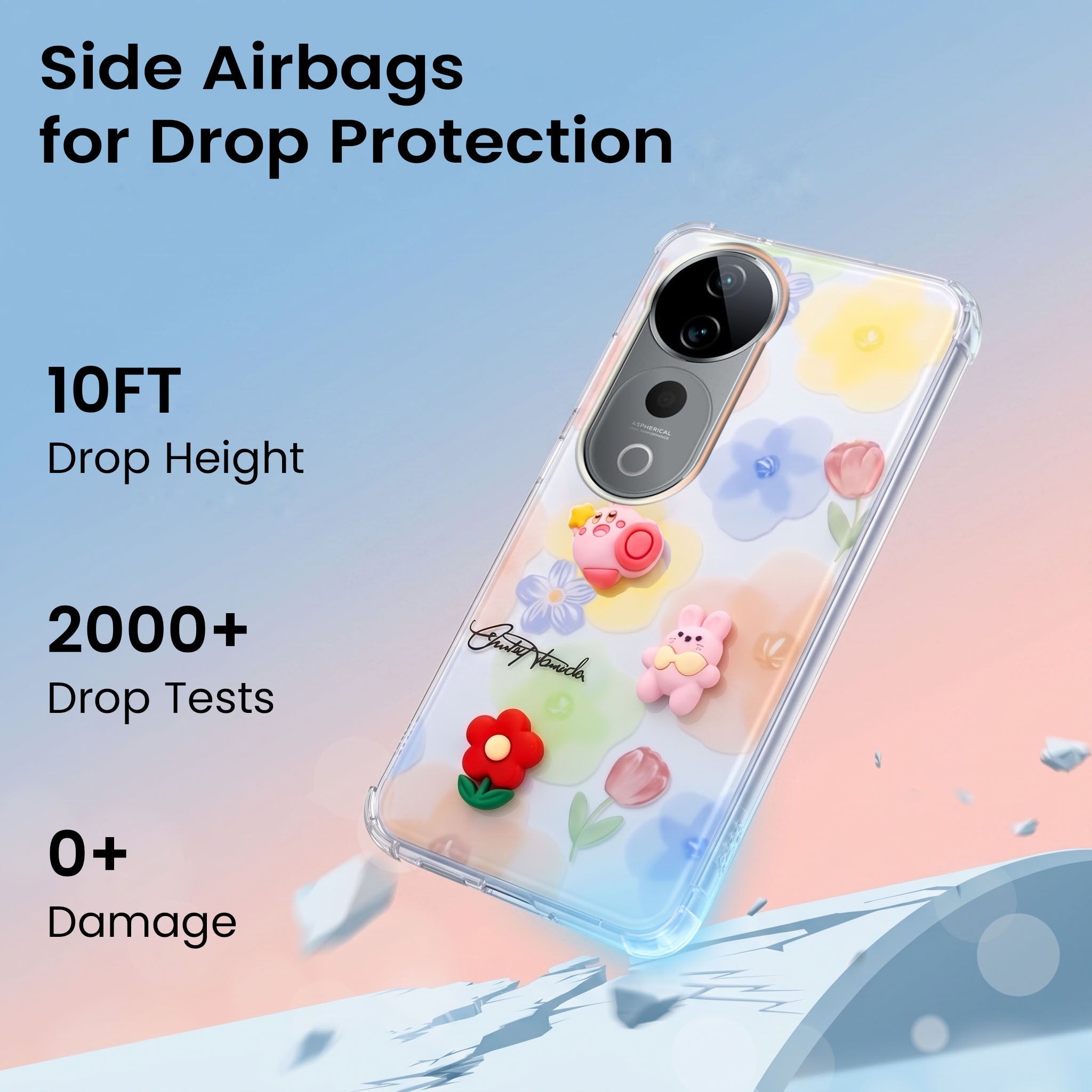 For Vivo T3 Ultra Back Cover Case (3D Cute Cartoons | Hard Back Side Soft | Matte Premium Finish | HD Printing)