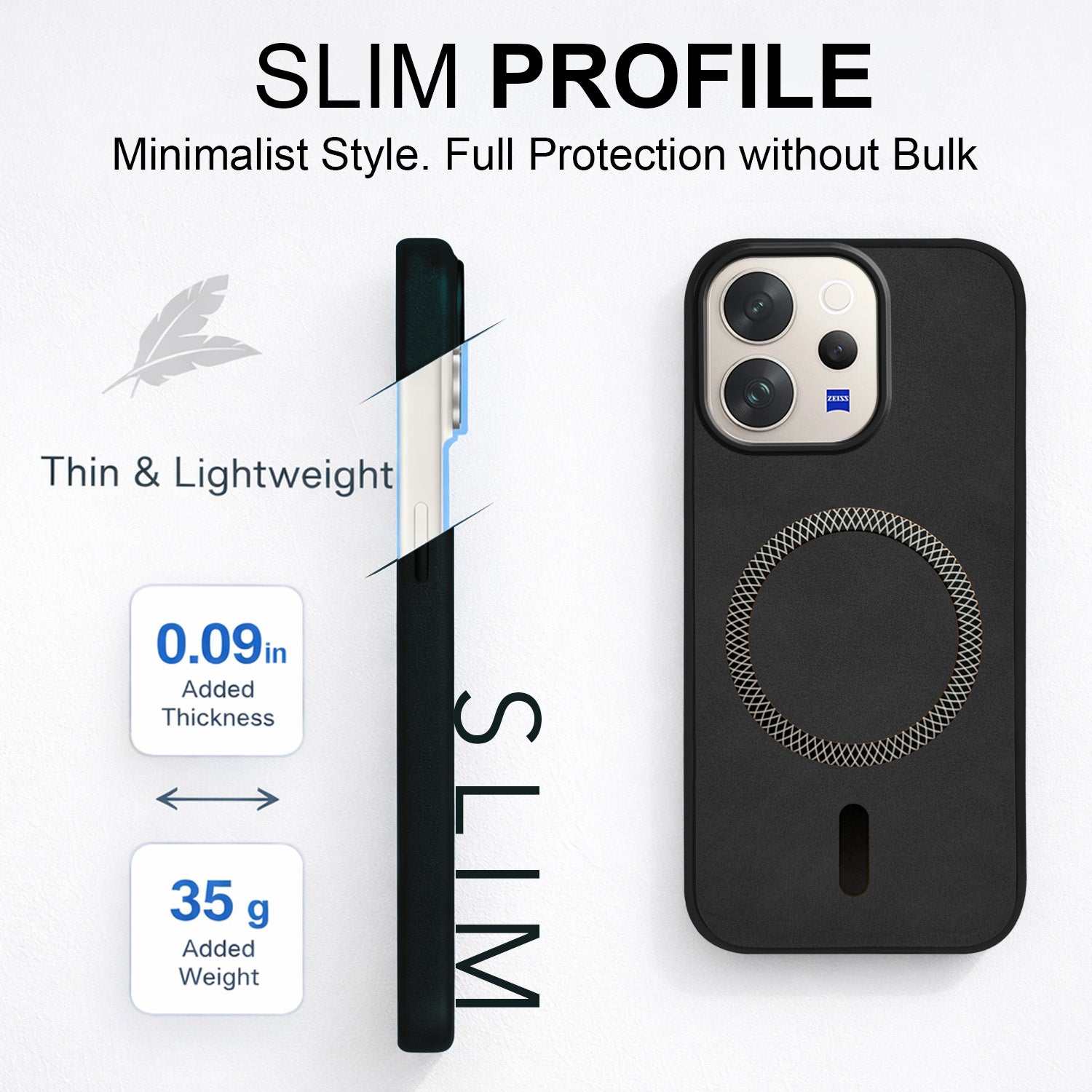 For Vivo V70 | Vivo V70 Elite 5G Back Cover Case Leather Finish (MagSafe Compatible Wireless Charging | Soft Touch | Camera Bump Protection)