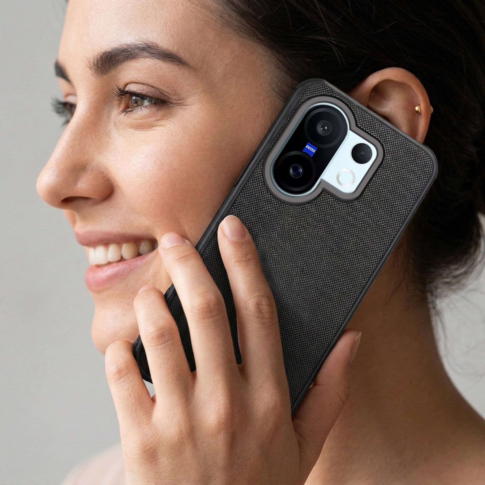 For Vivo X200 FE Combo with Back Cover and 9H Tempered Glass (Textured Grip Design | Micro-Fiber Cloth Inside | Oleophobic Coating Screen Glass)