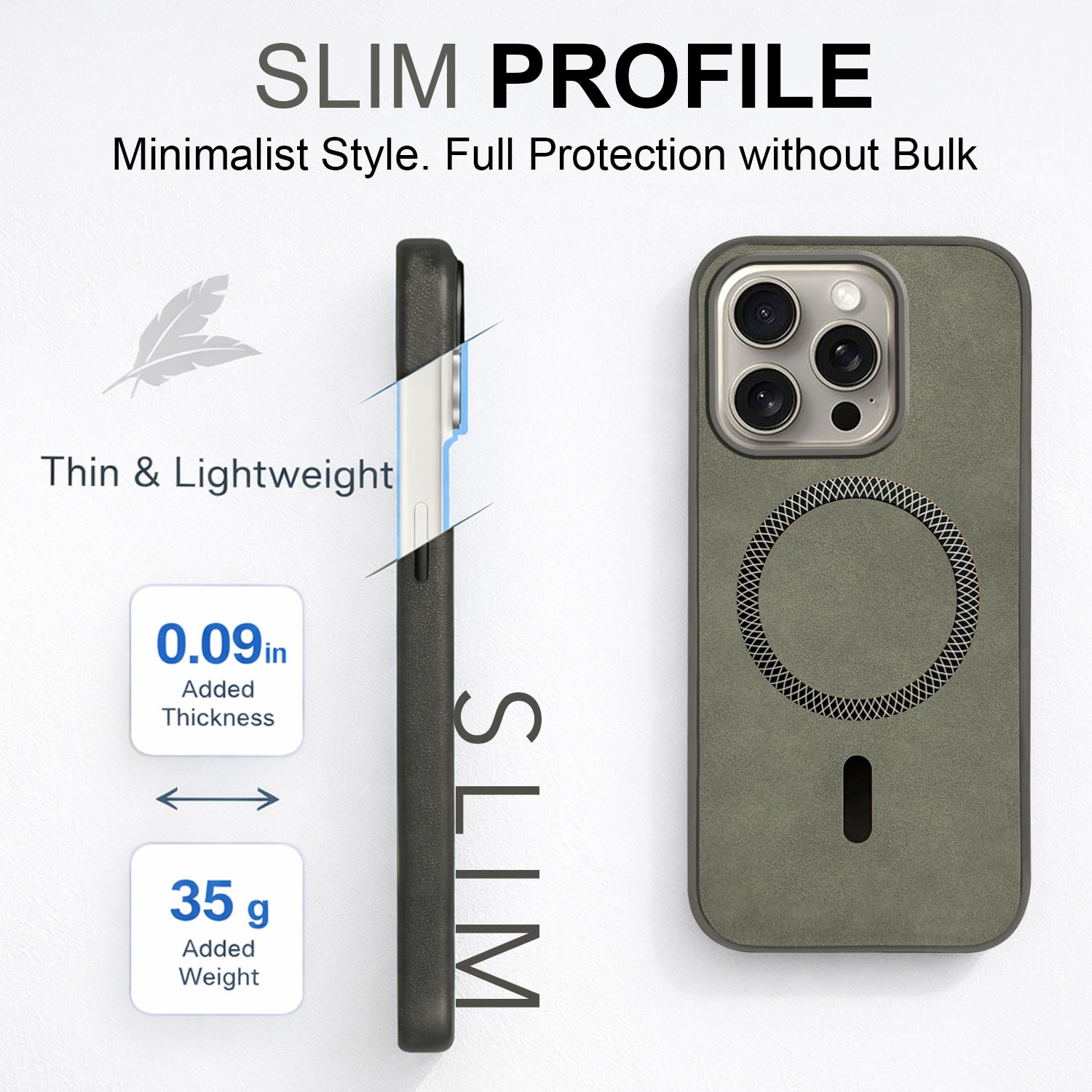For Apple iPhone 15 Pro Max Back Cover Case (Sleek Leather Finish | MagSafe Compatible Wireless Charging | Camera Bump Protection)