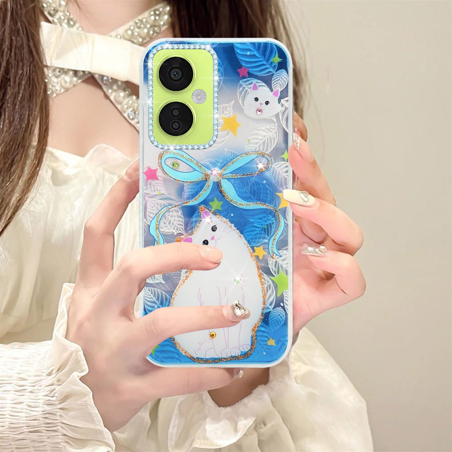 For OnePlus Nord CE 3 Lite Back Cover Case (Luxury Floral Glitter Cute Butterfly | Diamond Studded Camera Bump | Girls & Women Design)