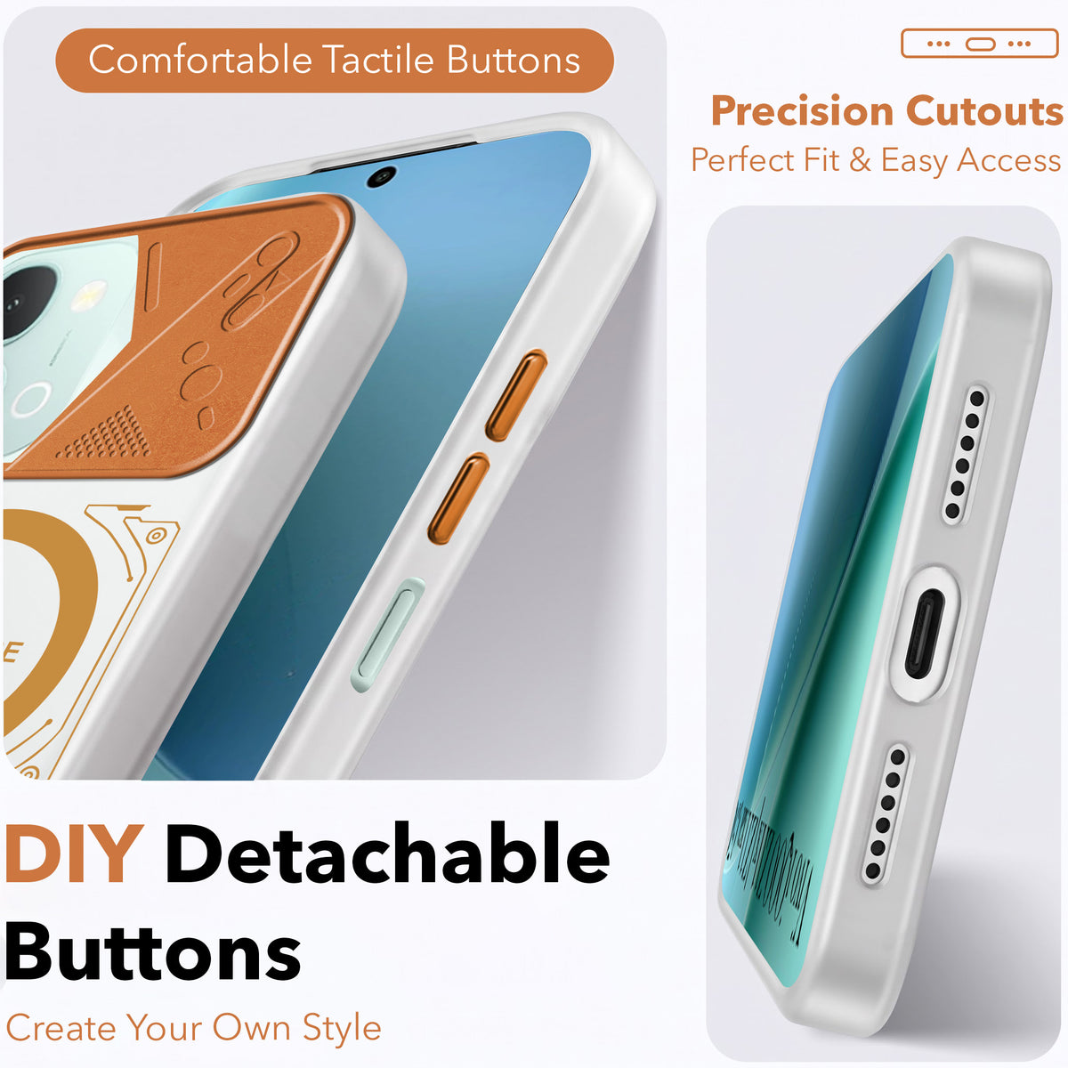 For Vivo iQOO Z11x 5G Metallic Back Cover Case (Metallic Camera Protection & Buttons | Translucent Milky Shade | Hard Polycarbonate)