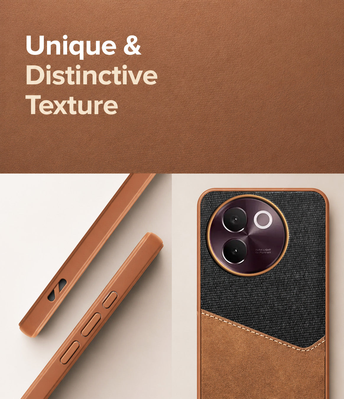 For Vivo V30e 5G Back Cover Case (Dual PU Leather Stitch | Professional Minimalist | Soft and Flexible)