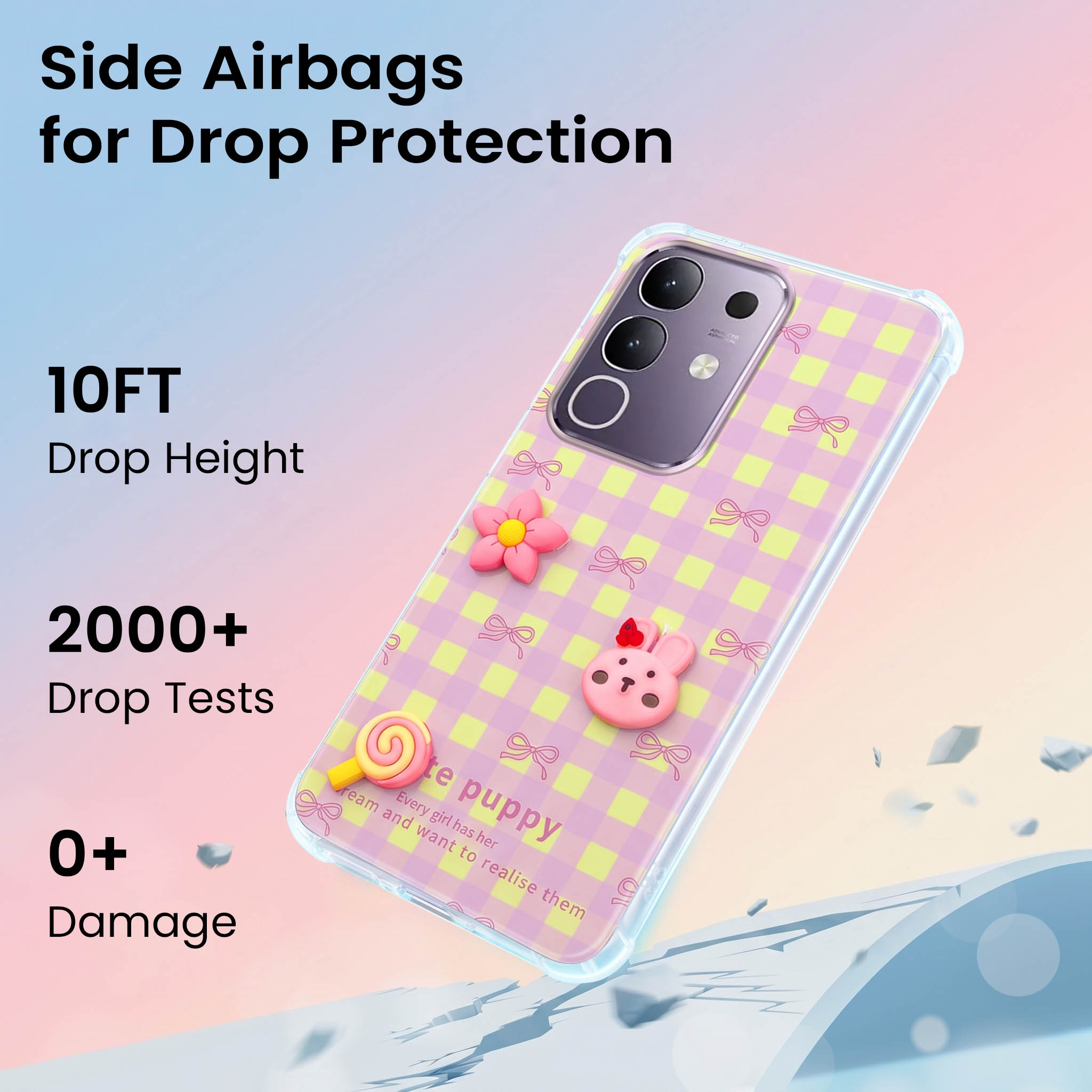 For Vivo T4x | Vivo Y31 Pro Back Cover Case (3D Cute Cartoons | Hard Back Side Soft | Matte Premium Finish | HD Printing)