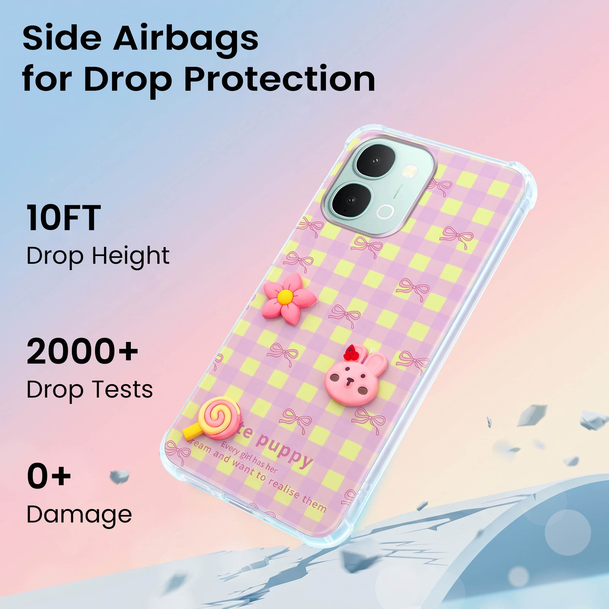 For Vivo iQOO Z11x 5G Back Cover Case (3D Cute Cartoons | Hard Back Side Soft | Matte Premium Finish | HD Printing)