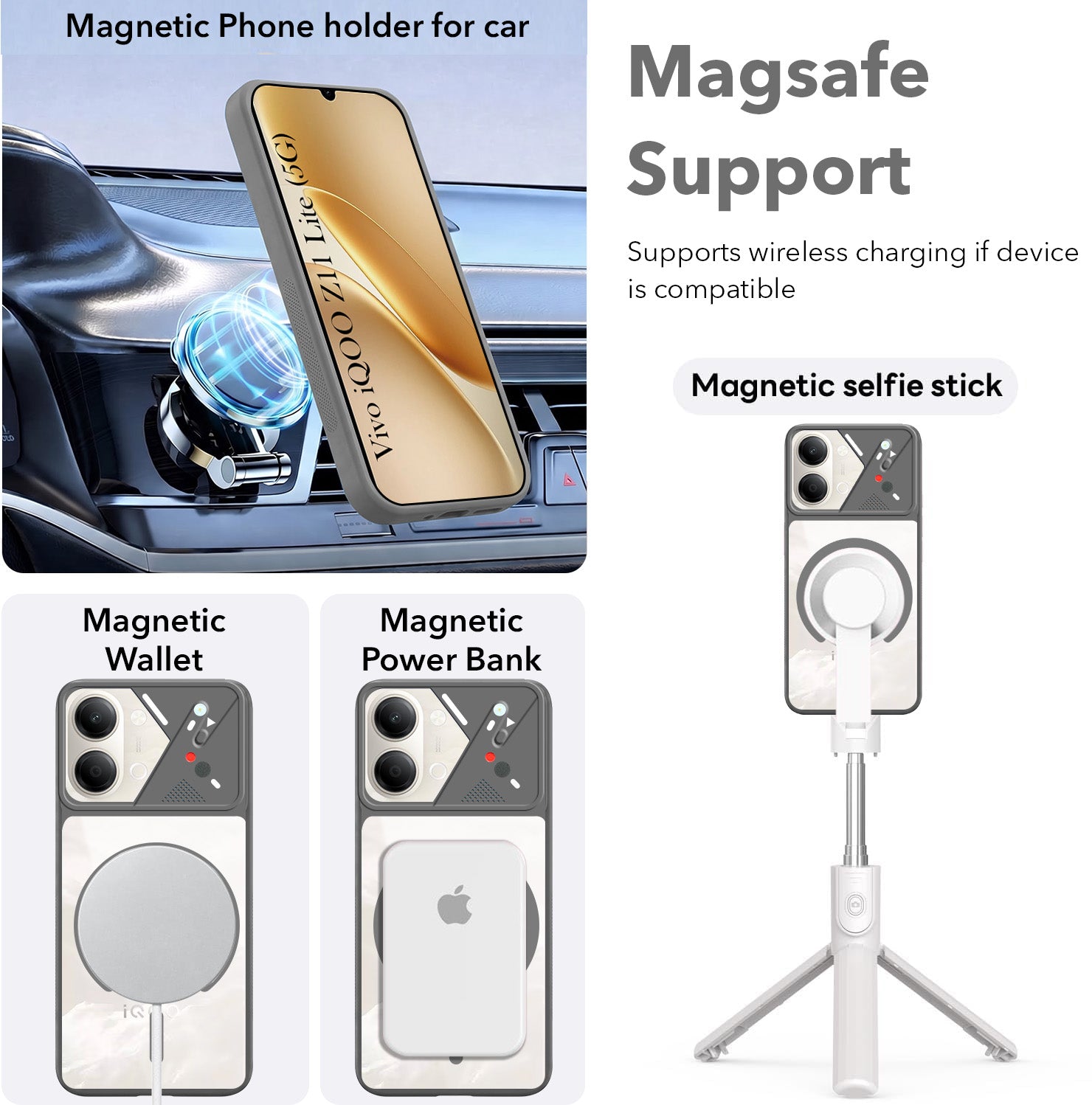 For Vivo iQOO Z11 Lite Back Cover Case Lifetime Anti-Yellow Clear (Camera Protection | Side Grip | Wireless MagSafe Compatible)