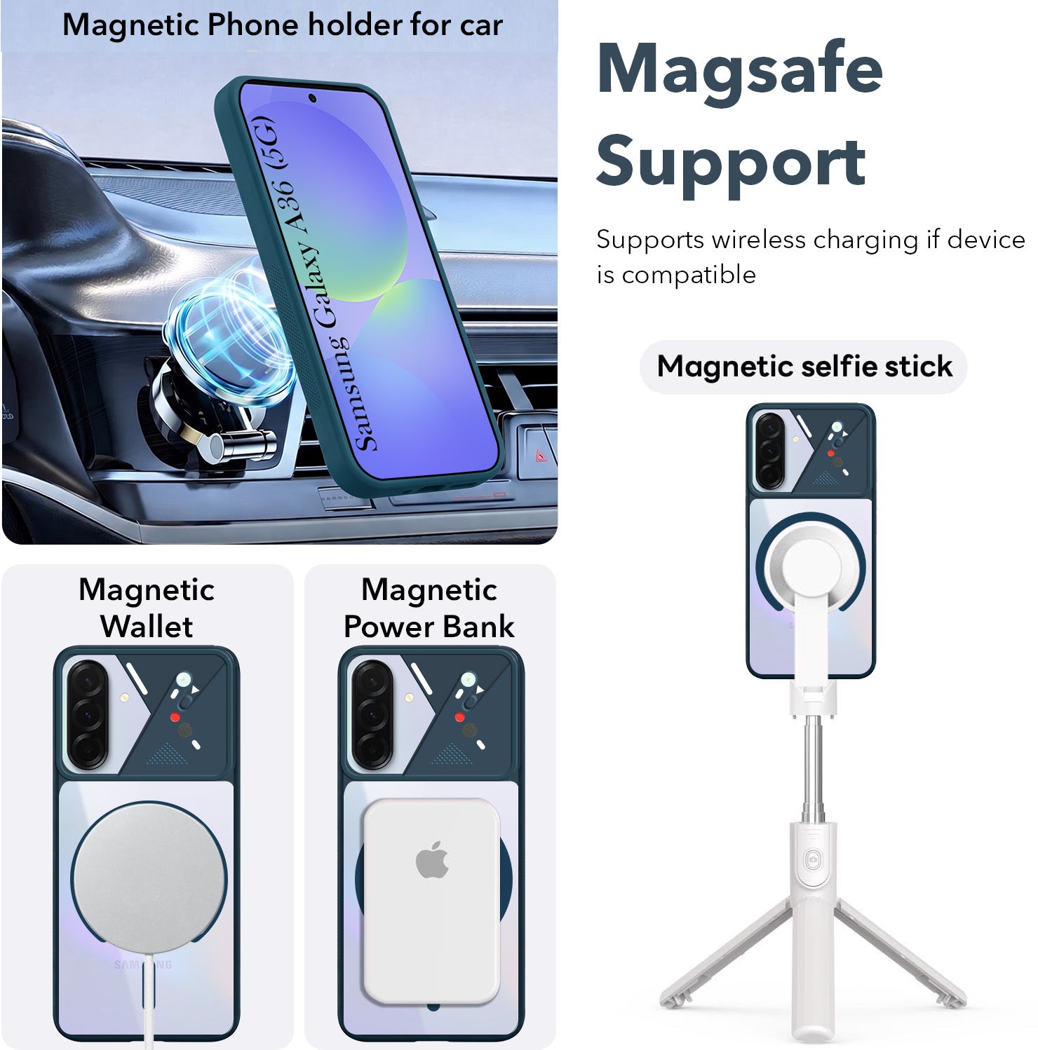 For Samsung Galaxy A36 5G Back Cover Case Lifetime Anti-Yellow Clear (Camera Protection | Side Grip | Wireless MagSafe Compatible)