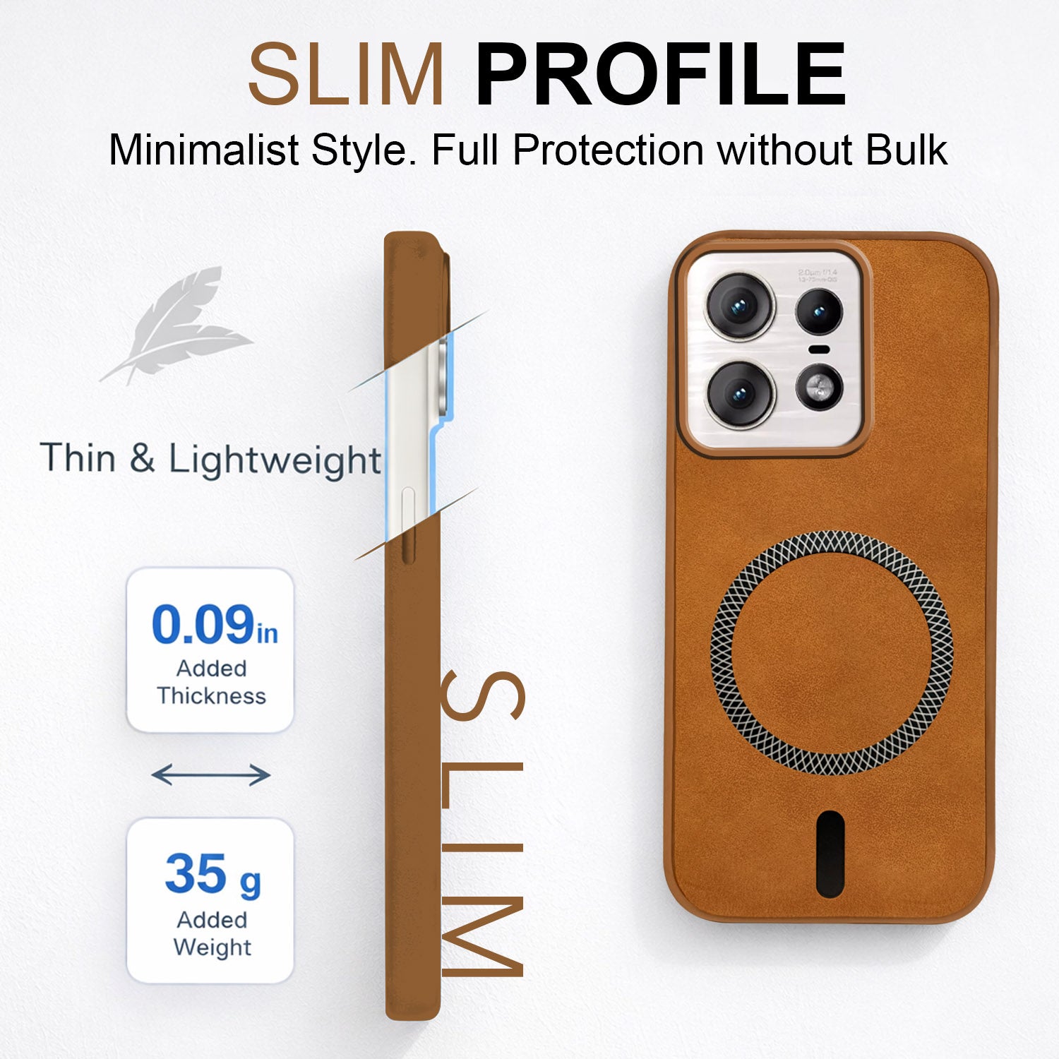 For Motorola Moto Edge 50 Pro Back Cover Case Leather Finish(MagSafe Compatible Wireless Charging | Soft Touch | Camera Bump Protection)
