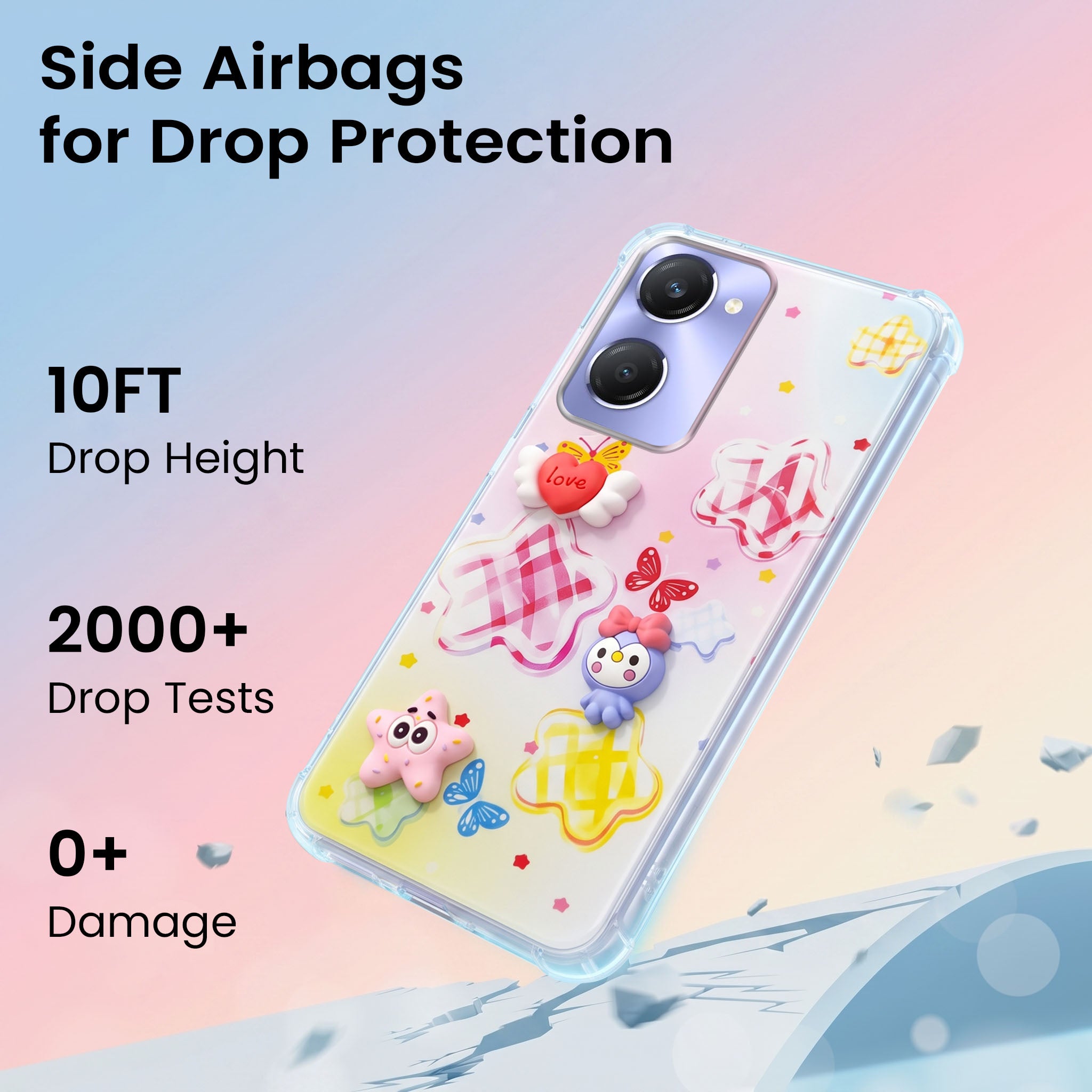 For Vivo Y28s 5G | Vivo T3 Lite 5G Back Cover Case (3D Cute Cartoons | Hard Back Side Soft | Matte Premium Finish | HD Printing)