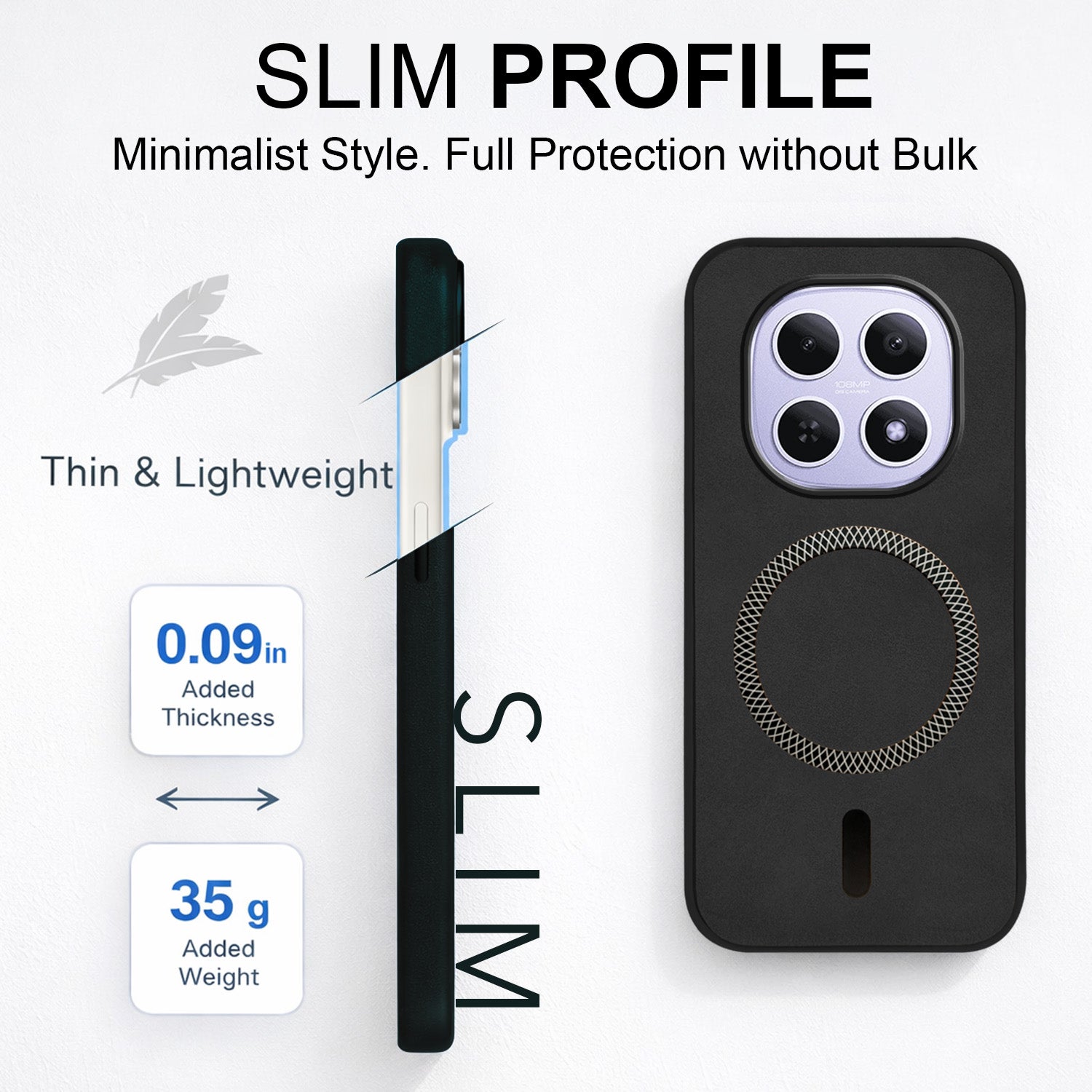 For Xiaomi Redmi Note 15 5G | Redmi Note 15 SE 5G Back Cover Case Leather Finish (MagSafe Compatible Wireless Charging | Soft Touch | Camera Bump Protection)