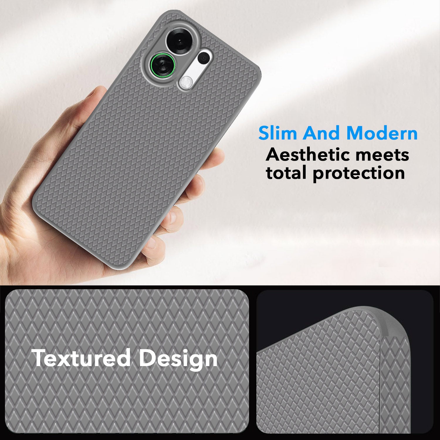 For Oppo K13 Turbo | Oppo K13 Turbo Pro Back Cover Case (Camera Protection | Side Grip Texture | Soft and Flexible)
