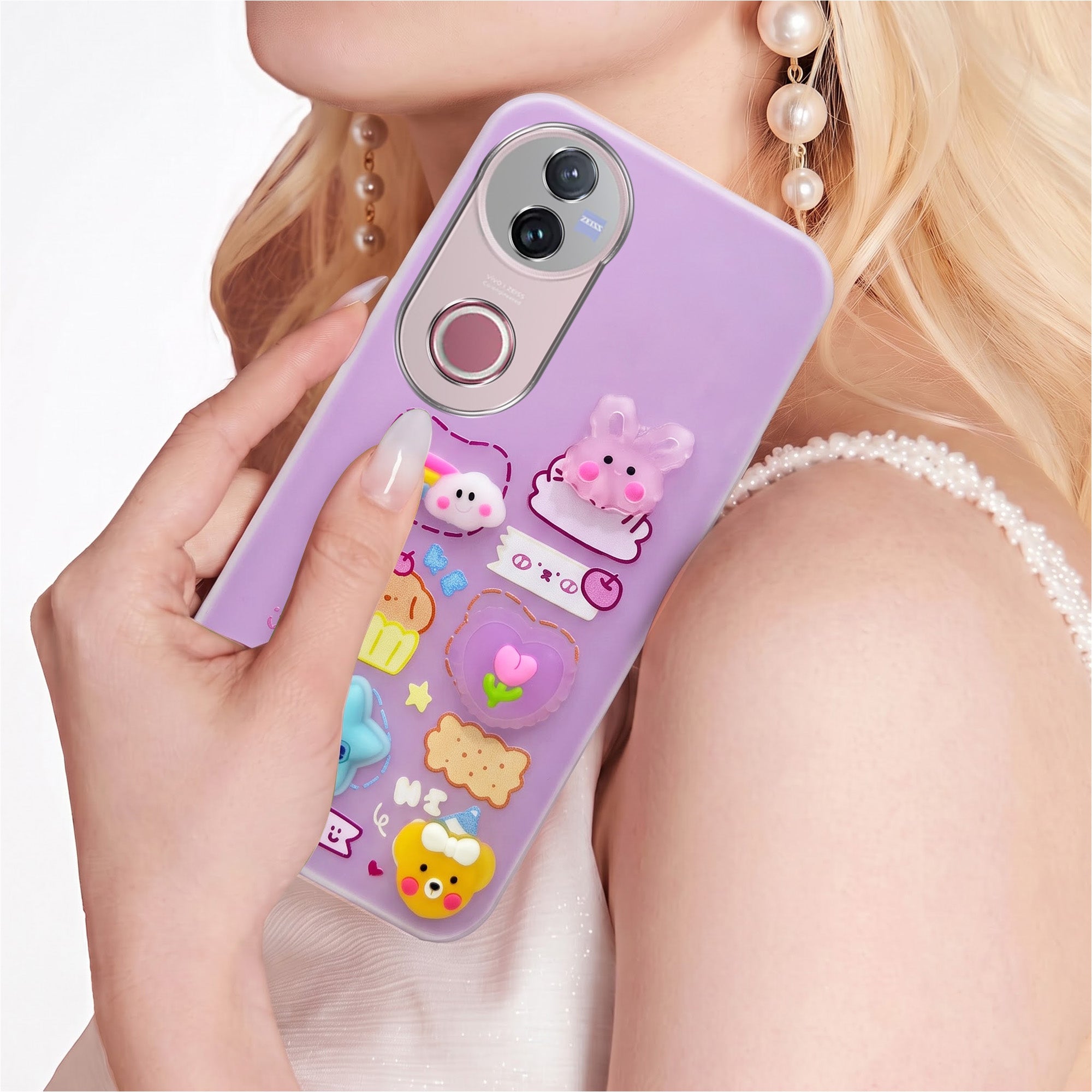 For Vivo V50 | Vivo V50e Back Cover Case (Cute 3D cartoon charms design | Slim Aesthetic Case for Girls | Camera Protection | Hard Unbreakable)