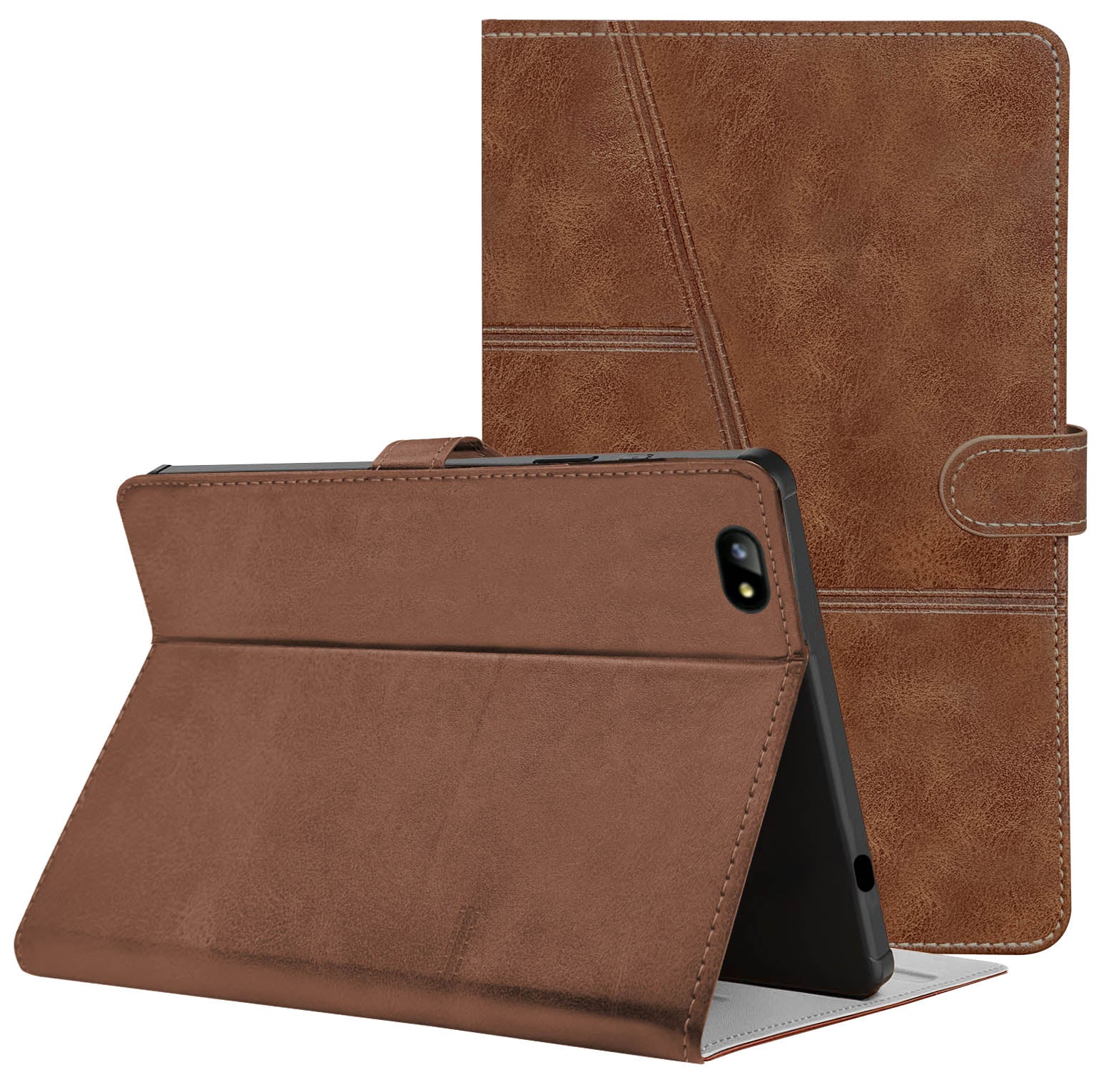 For Flip Cover Folio Case Lava Aura T81N  (UPGOVT) 8 Inch (PU Leather | Multi-Angle Smart Stand | Card Storage Slots | Silicone Back Pouch)