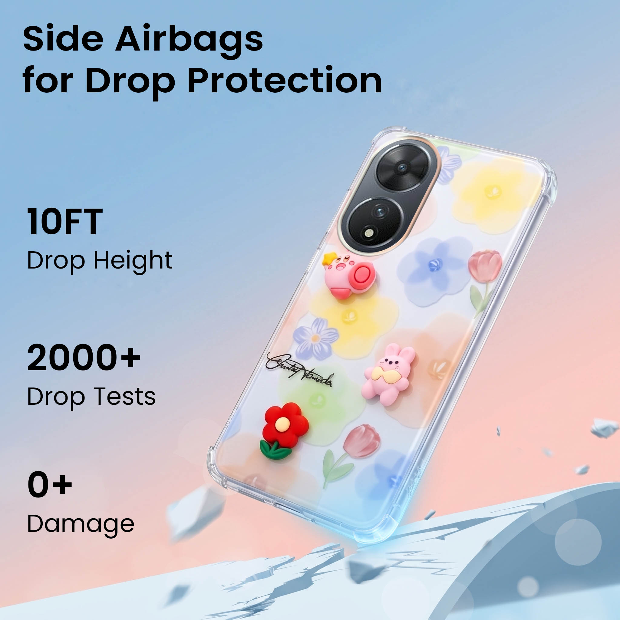 For Vivo T2 Back Cover Case (3D Cute Cartoons | Hard Back Side Soft | Matte Premium Finish | HD Printing)