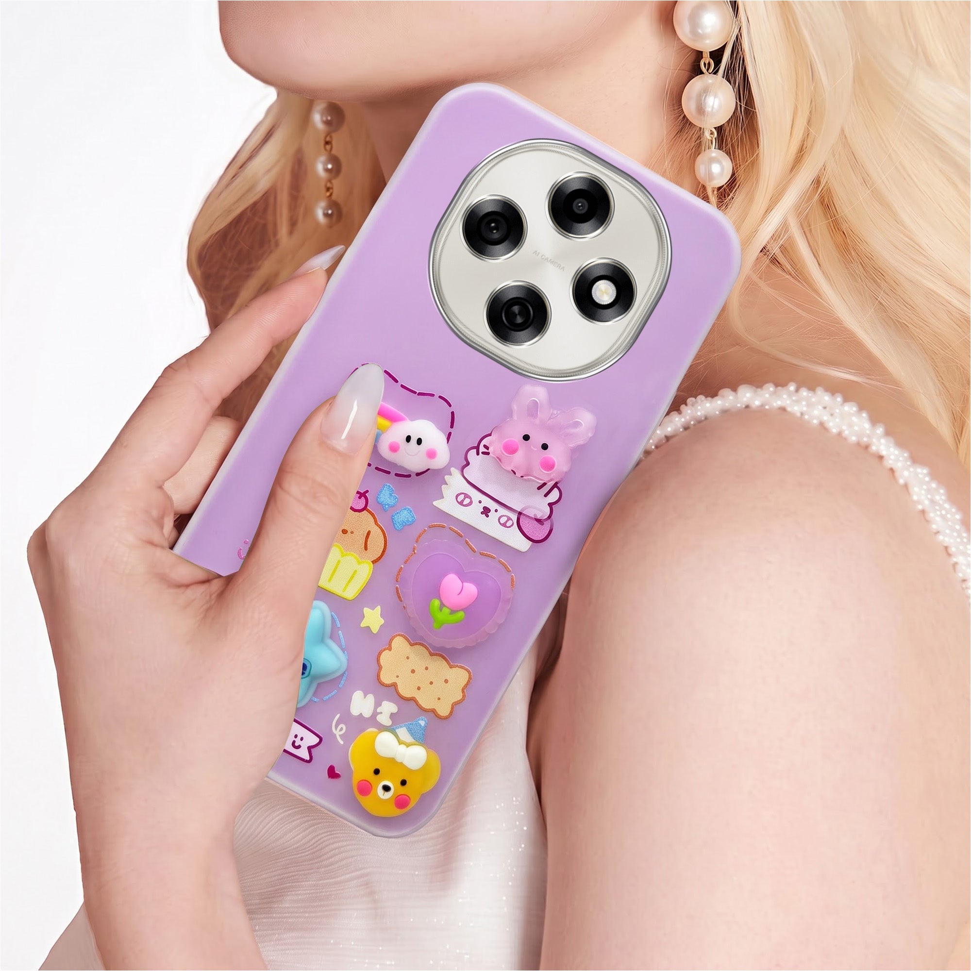 For Oppo F31 Pro Back Cover Case (3D Cute Cartoons | Hard Back Side Soft | Matte Premium Finish | HD Printing)