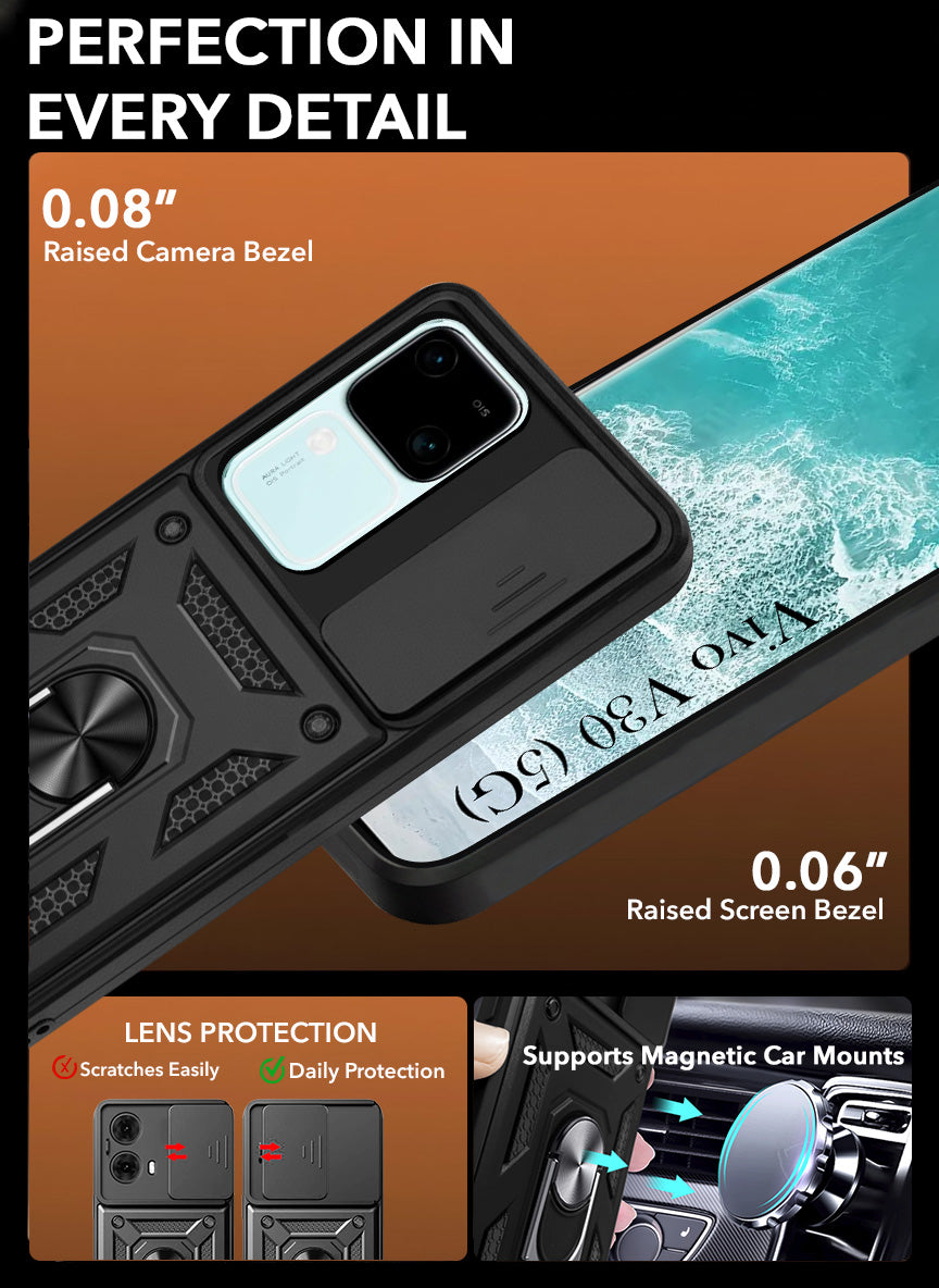 For Vivo V30 5G Back Cover Case ( Hybrid Dual Armor Polycarbonate | Carbon Black)