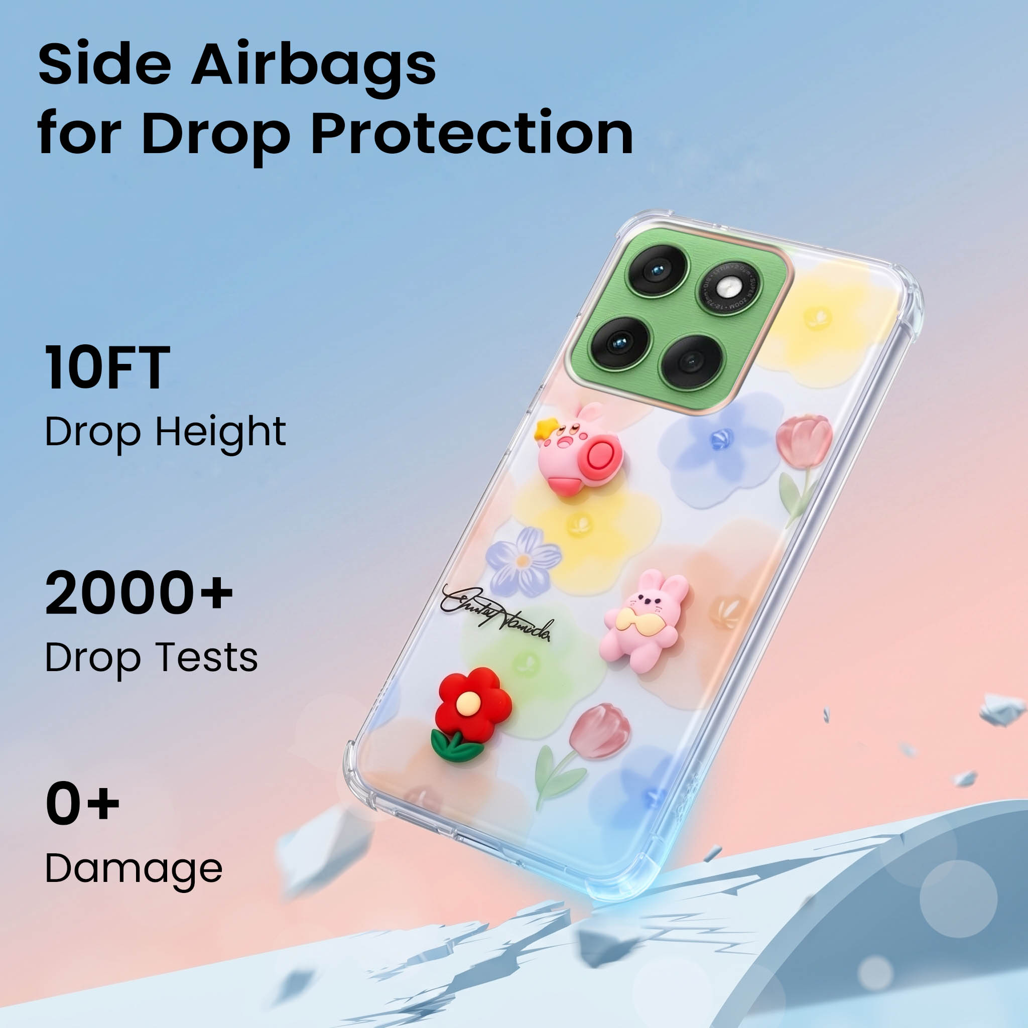 For Motorola Moto Edge 60 Back Cover Case (3D Cute Cartoons | Hard Back Side Soft | Matte Premium Finish | HD Printing)