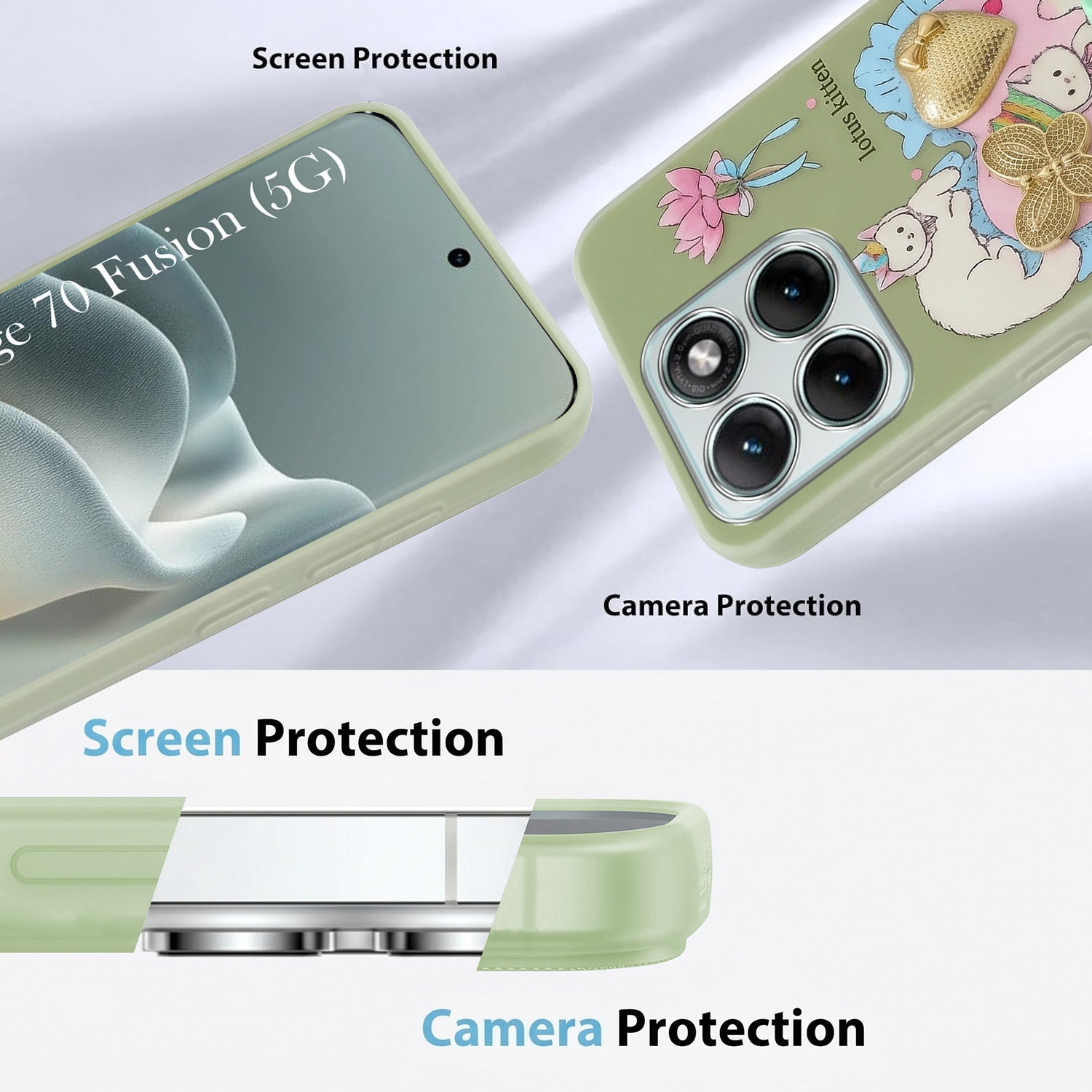 For Motorola Moto Edge 70 Fusion Back Cover Case (3D Cute Heart Strap Holder | Camera Protection | Designer Girls Print)